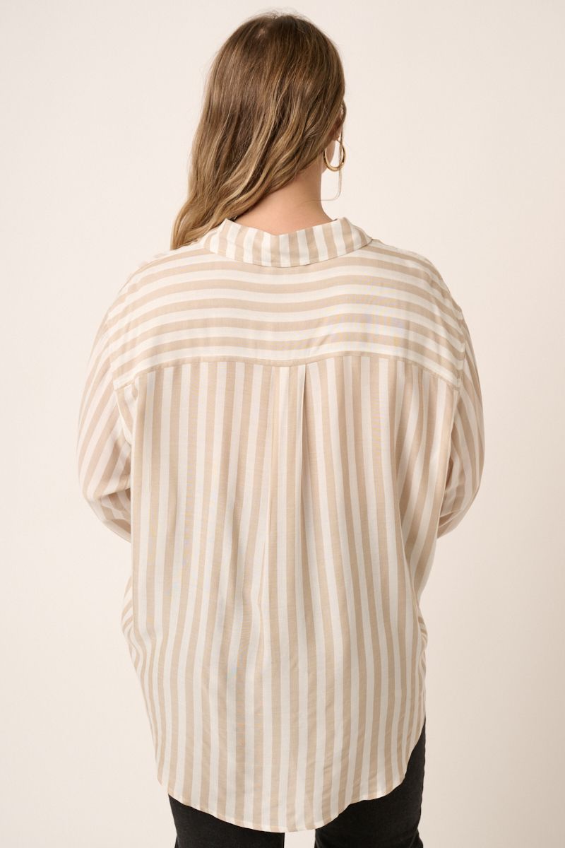 Sand Striped Button Down