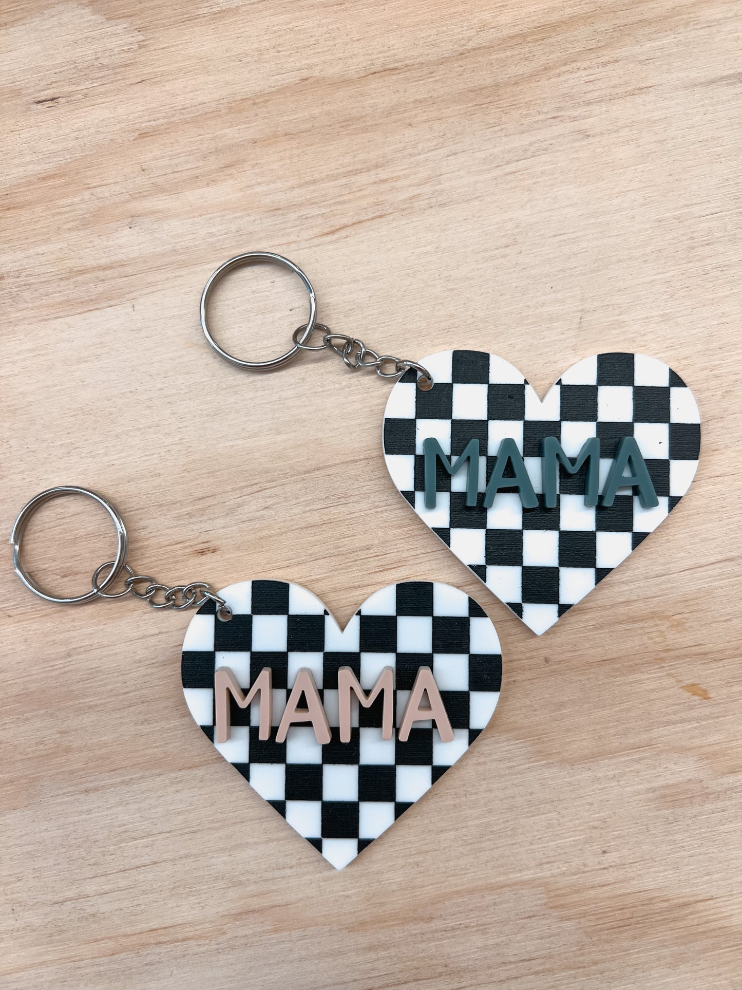 Checkered Mama Keychain