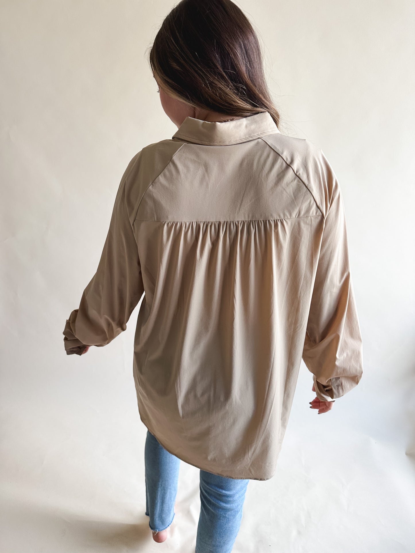 Taupe Active Button Up