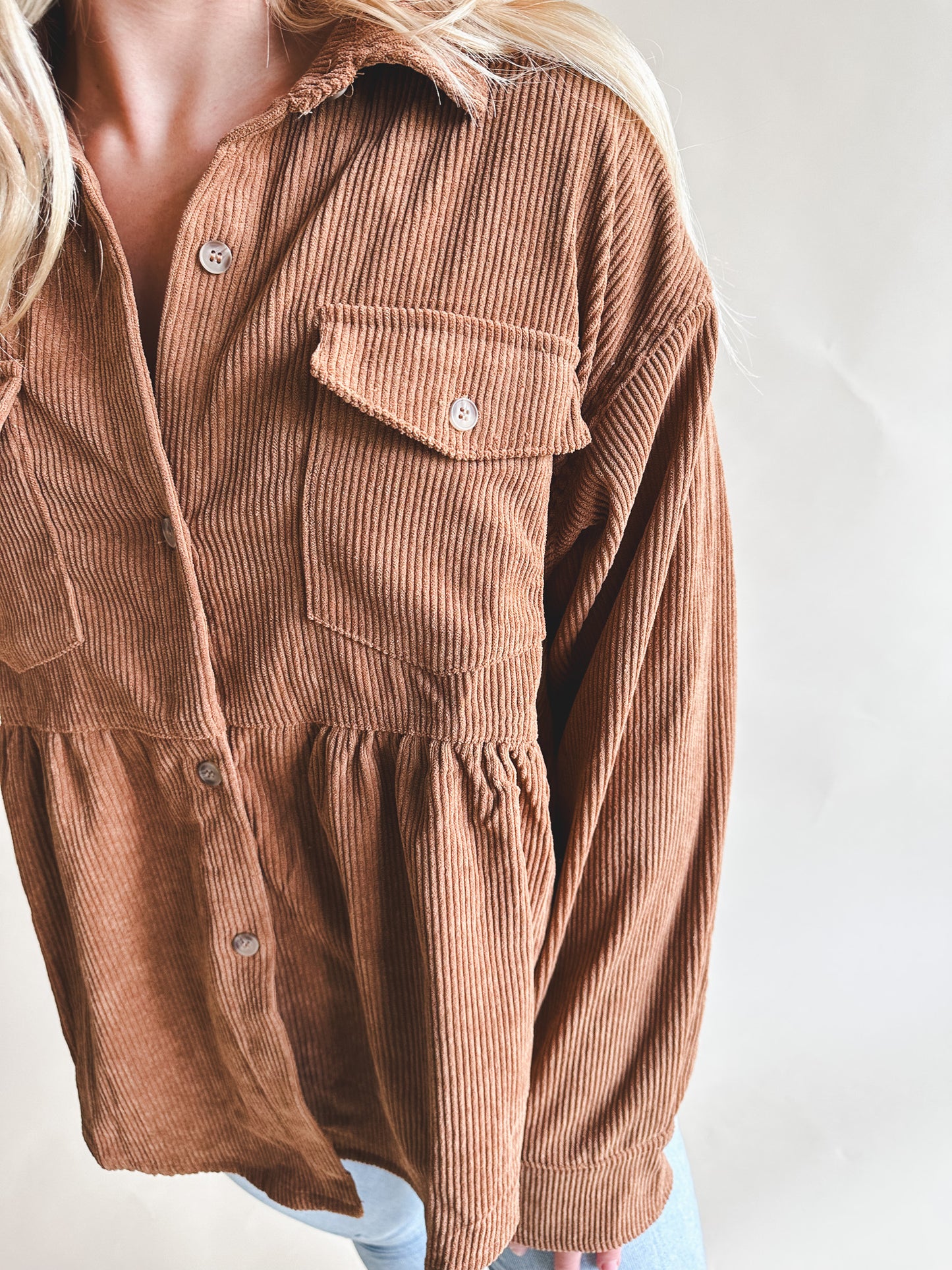 Corduroy Peplum Shacket