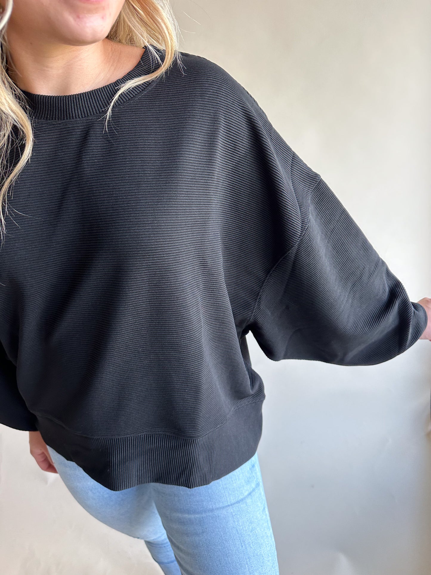 Black Ribbed Pullover