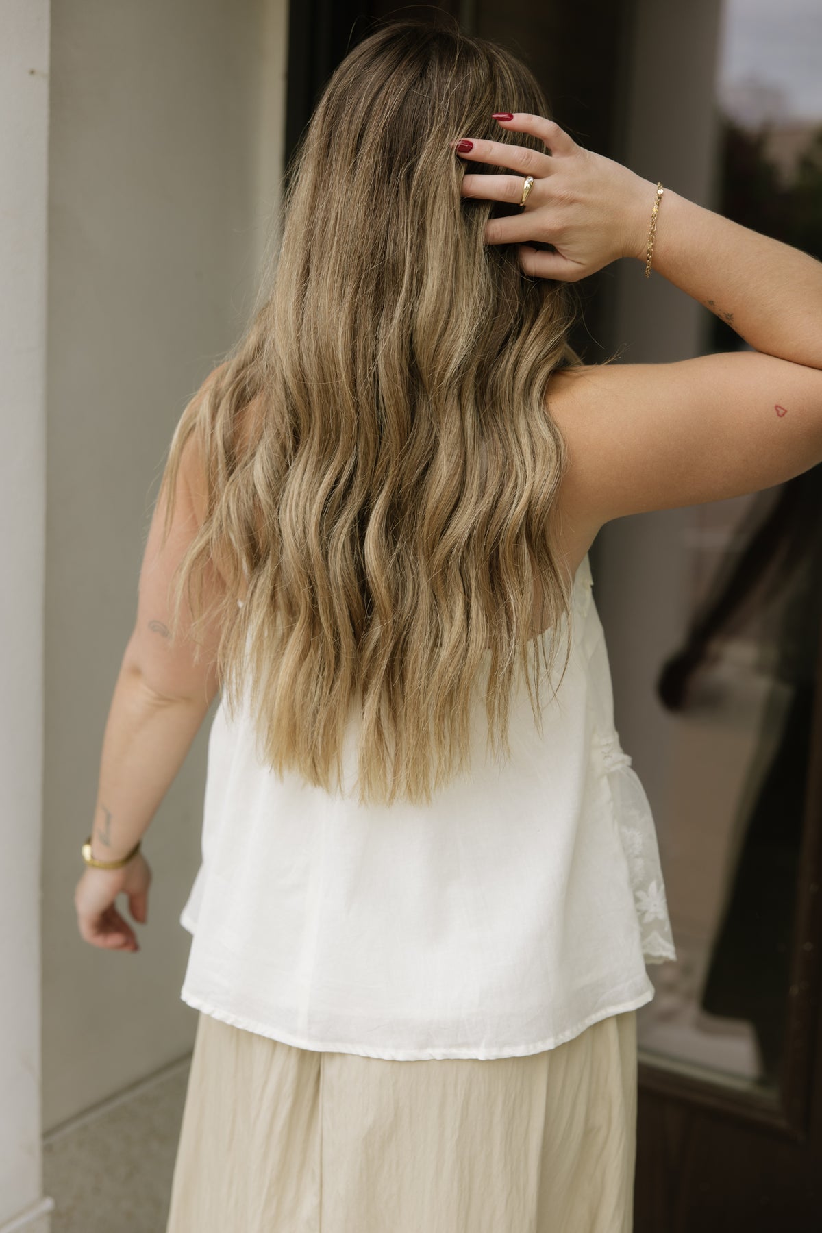 Ivory Lace Hem Tank