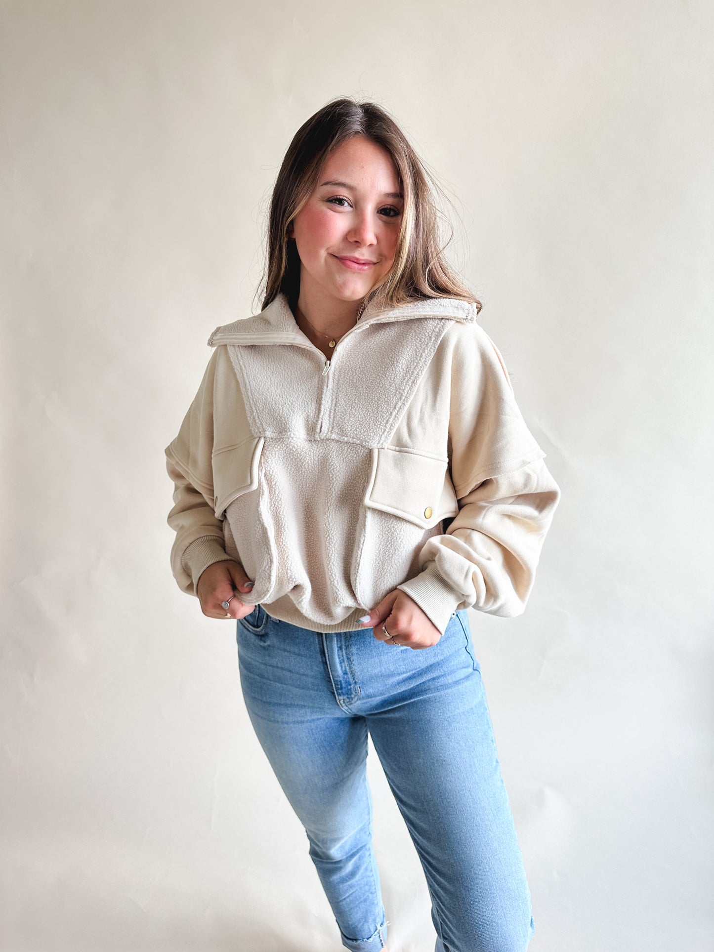 Cream Cropped Pullover