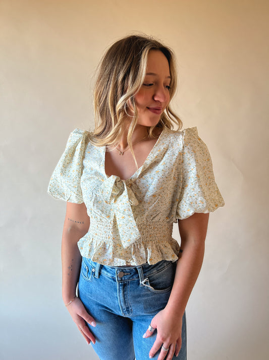 Sunshine Cropped Floral Top