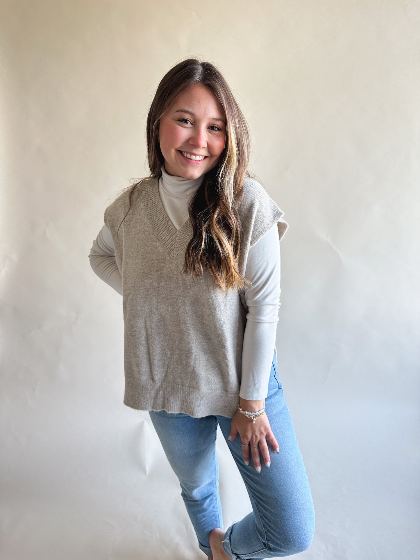 Oversized Oatmeal Sweater Vest