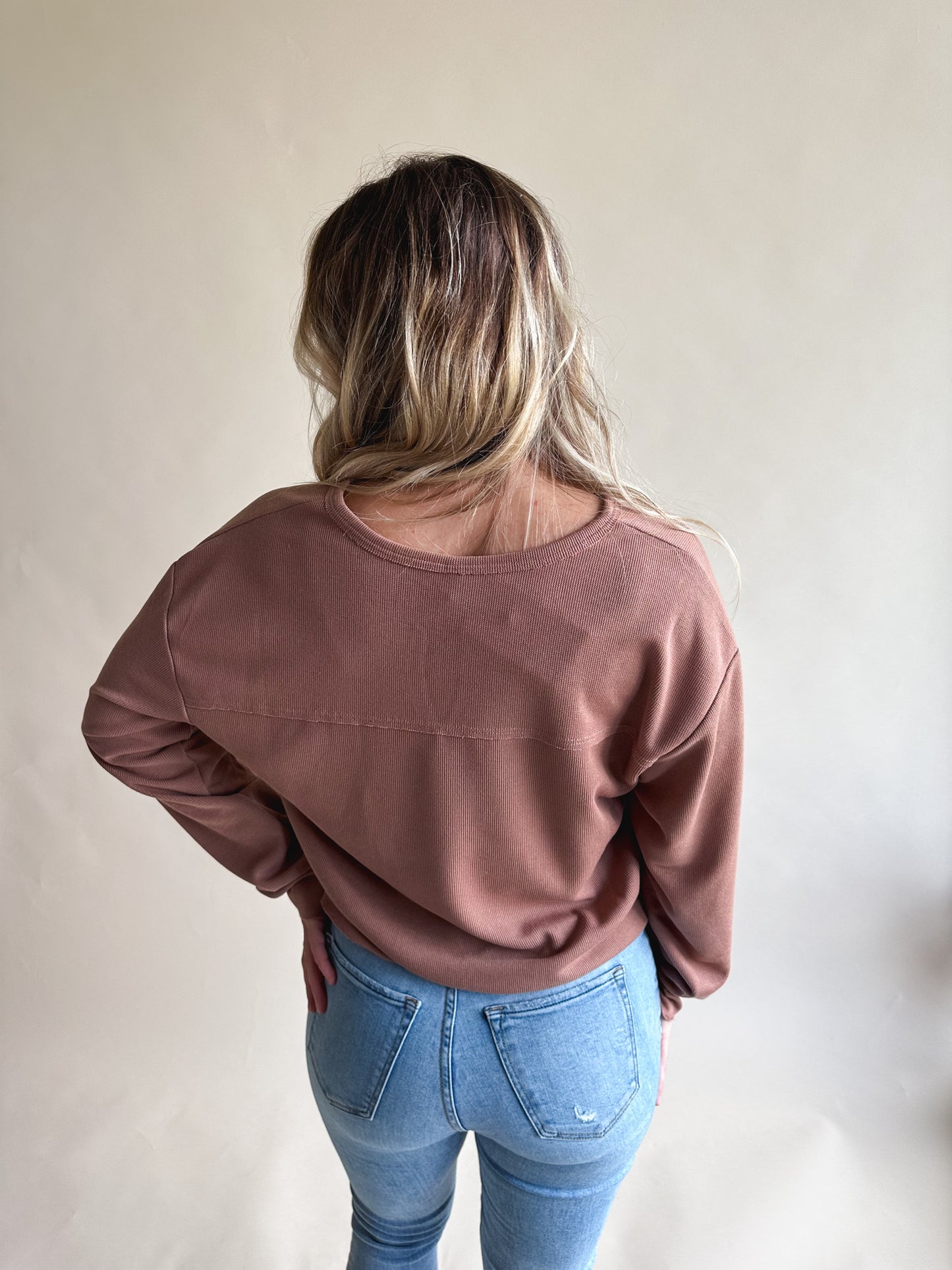 Mocha Micro Waffle Knit Top