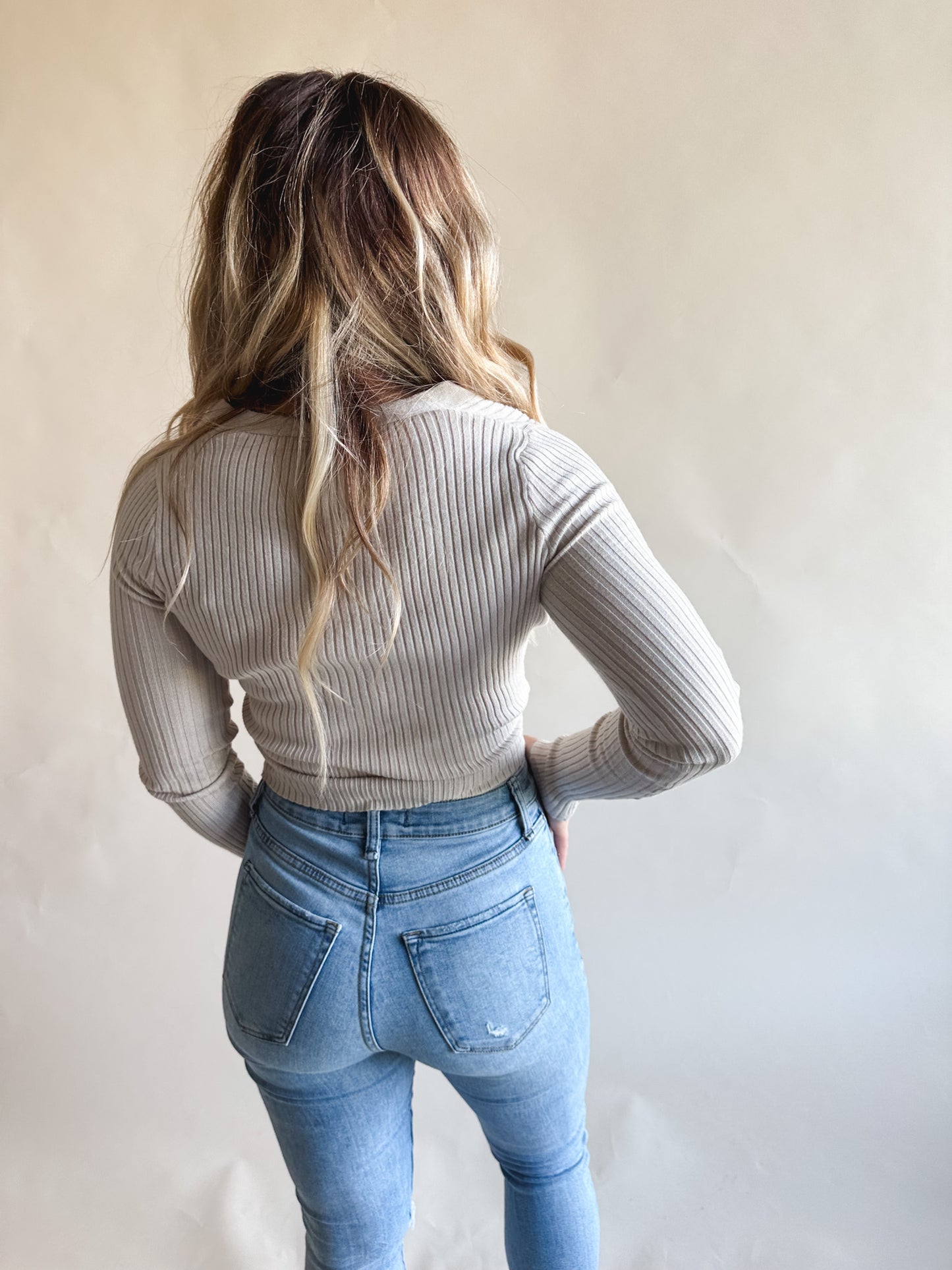 Side Button Ribbed Top