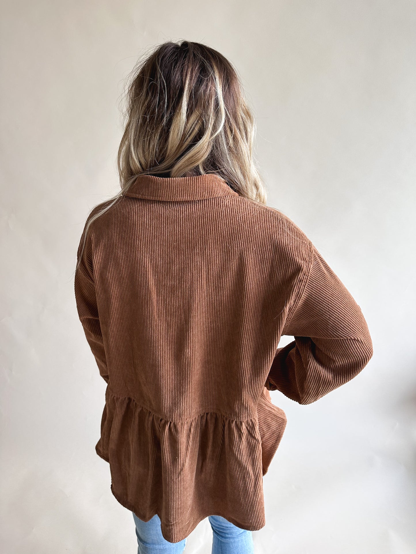 Corduroy Peplum Shacket