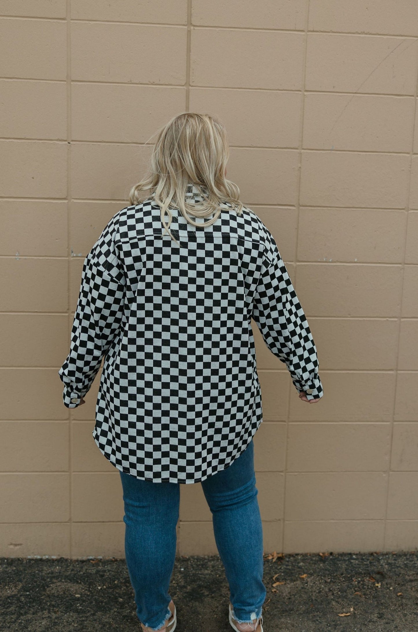 Plus Checkered Button Up Jacket