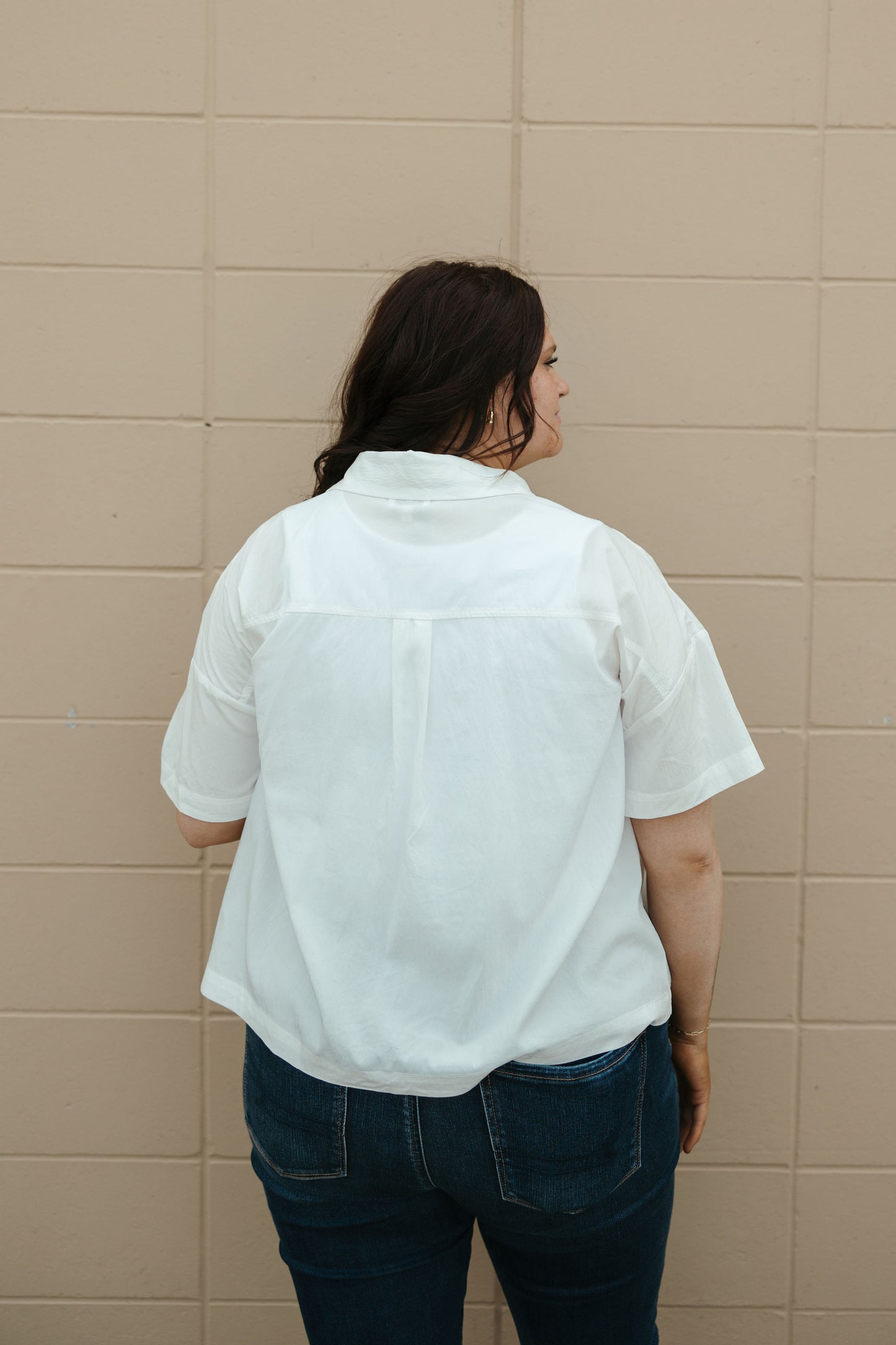 Plus Ivory Boxy Crop Shirt
