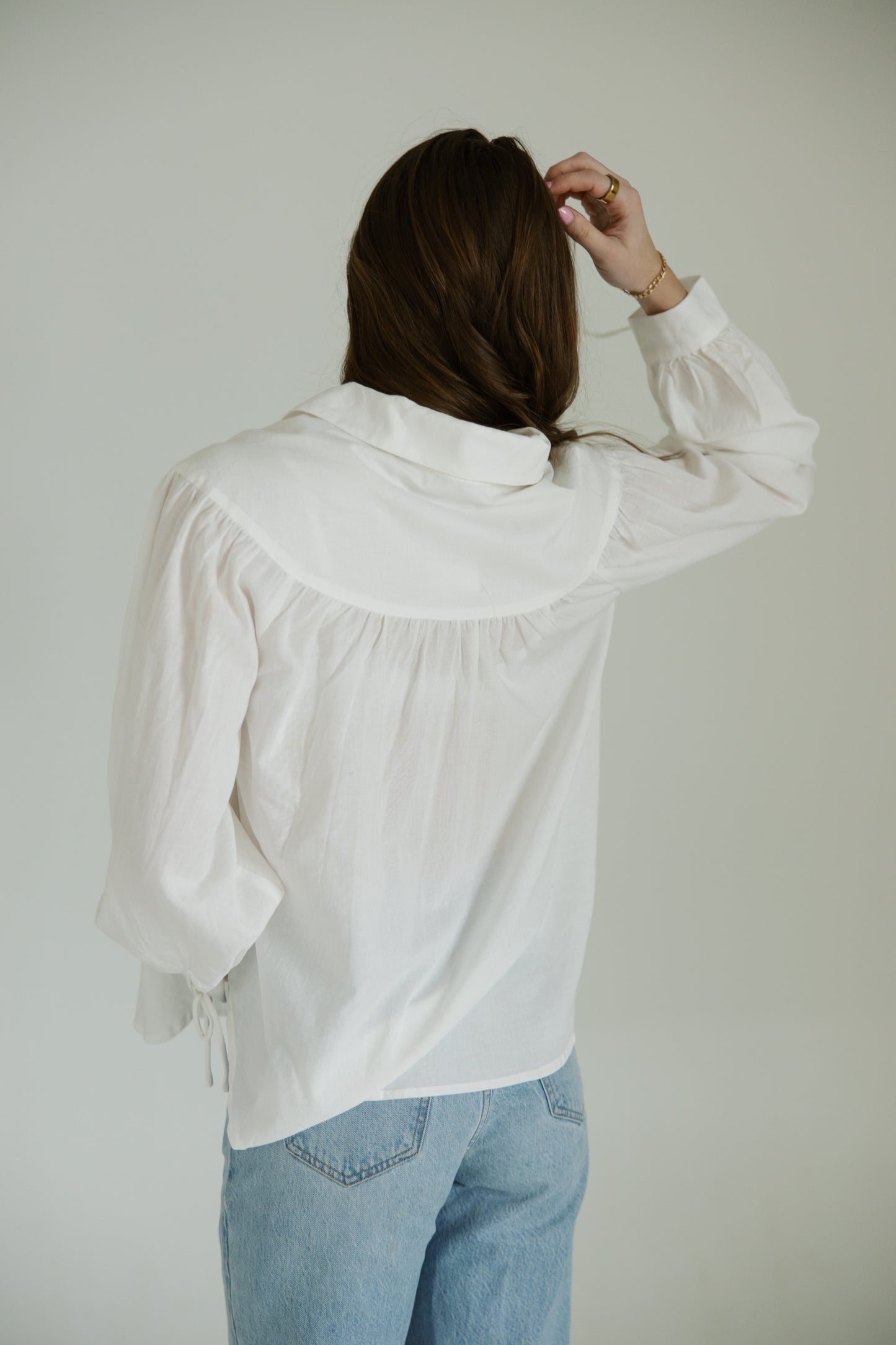 White Front Tie Blouse