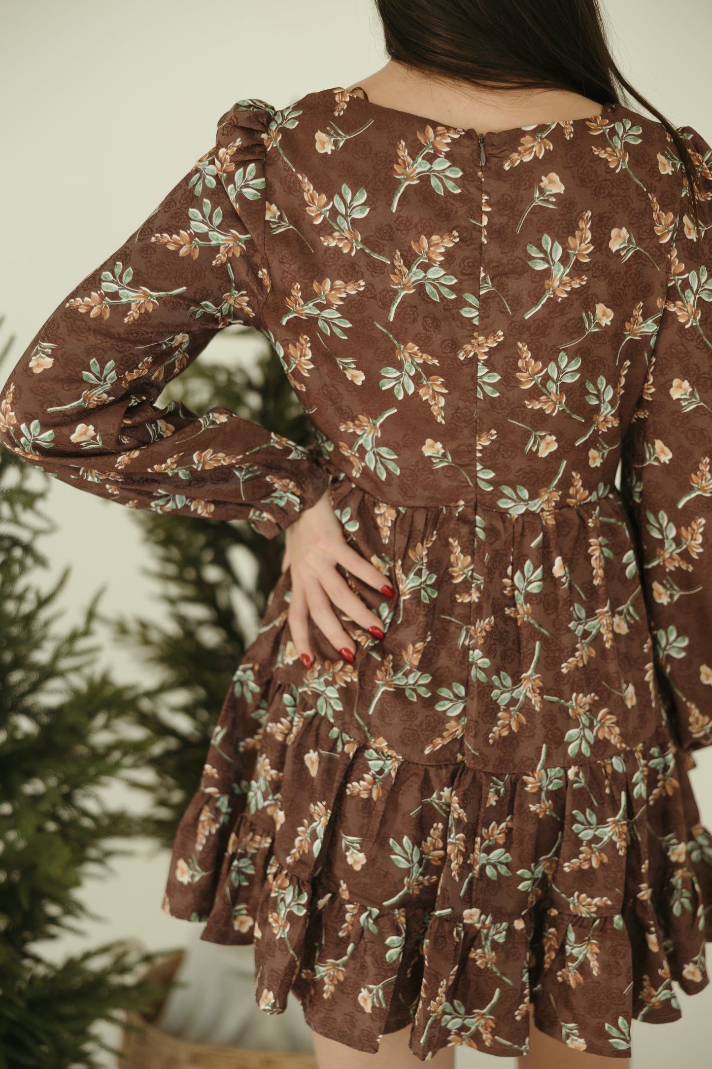 Brown Floral Mini Dress