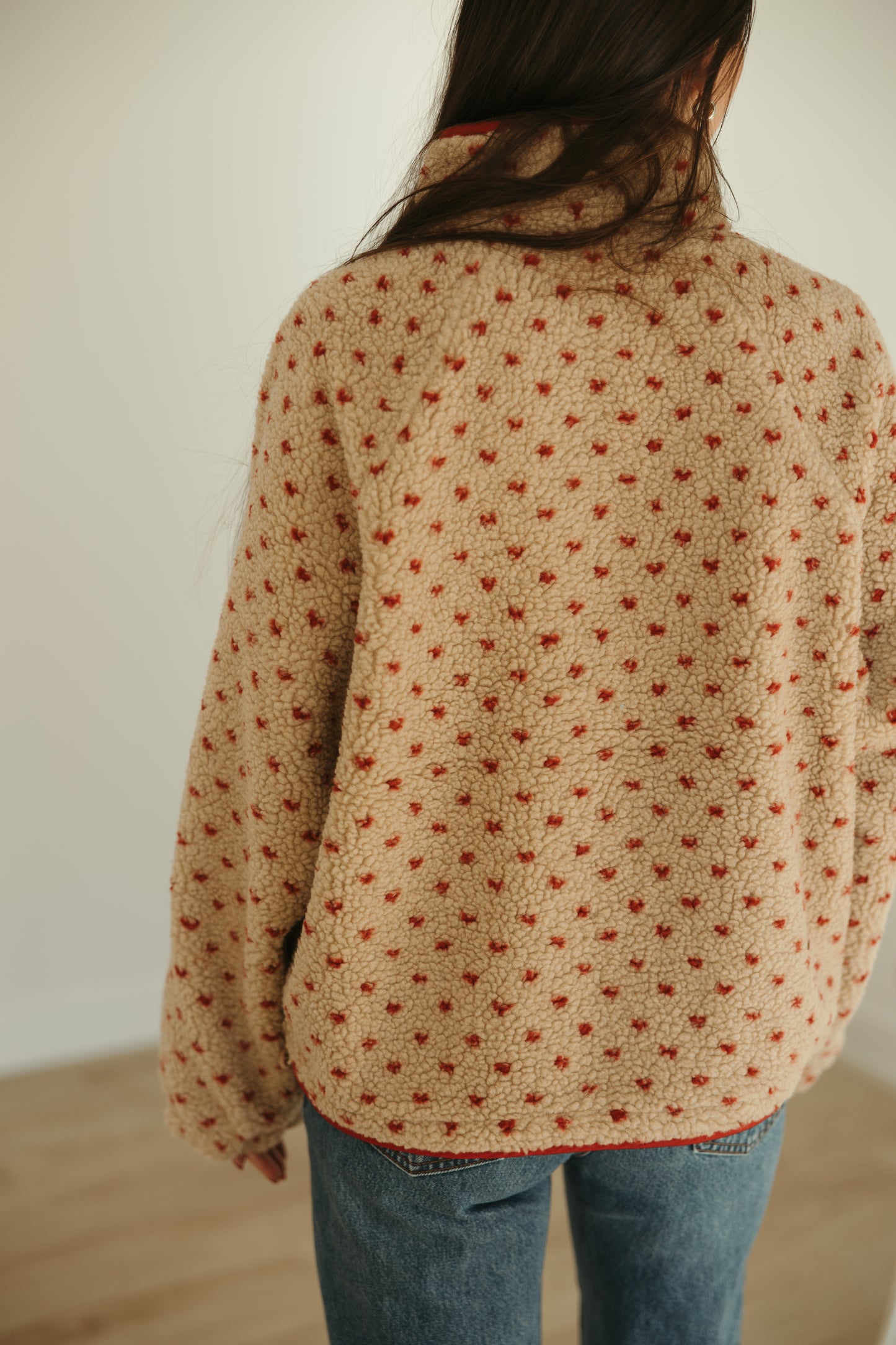 Taupe & Red Fleece Jacket