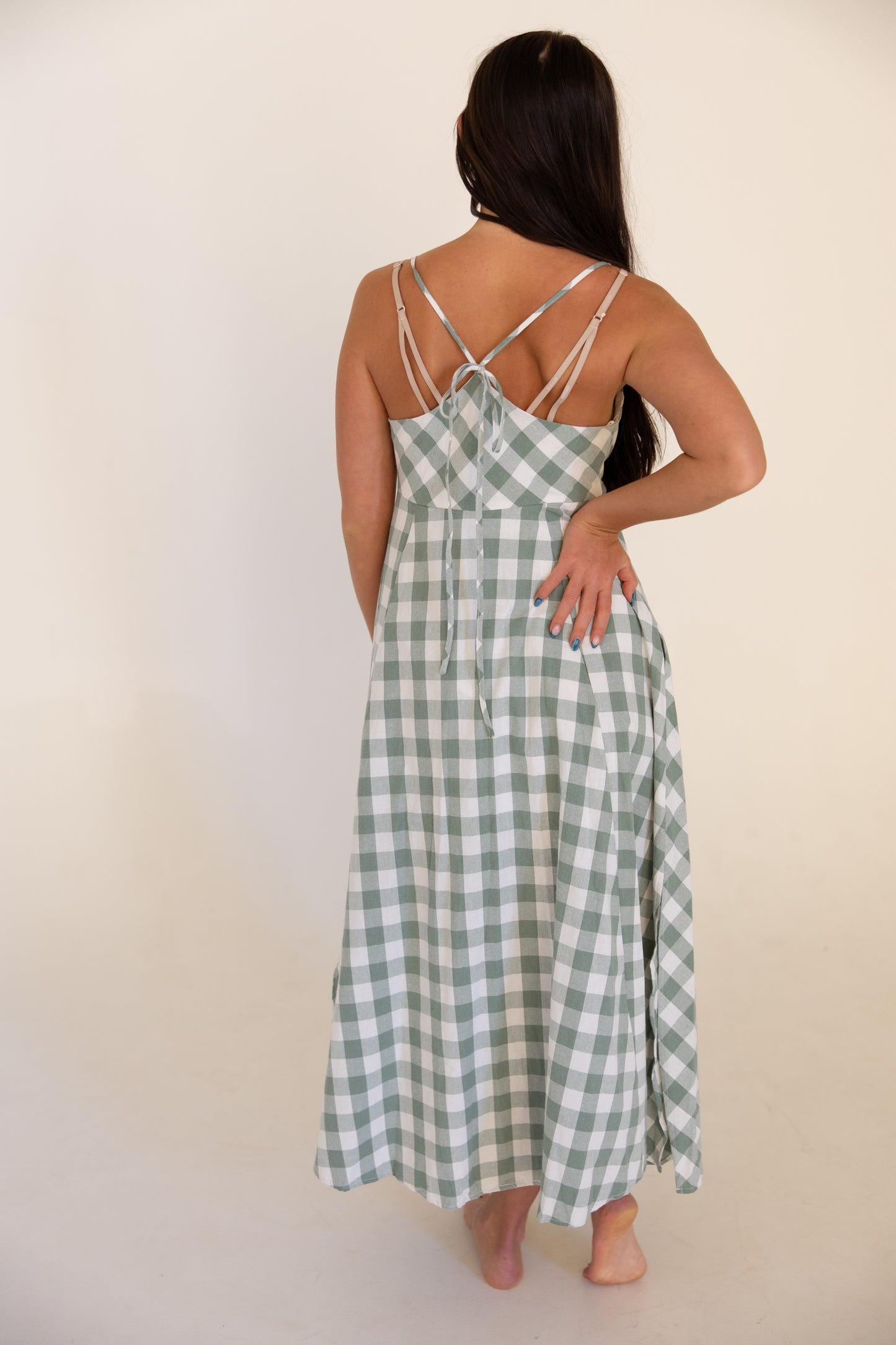 Basil Tie Front Gingham Dress