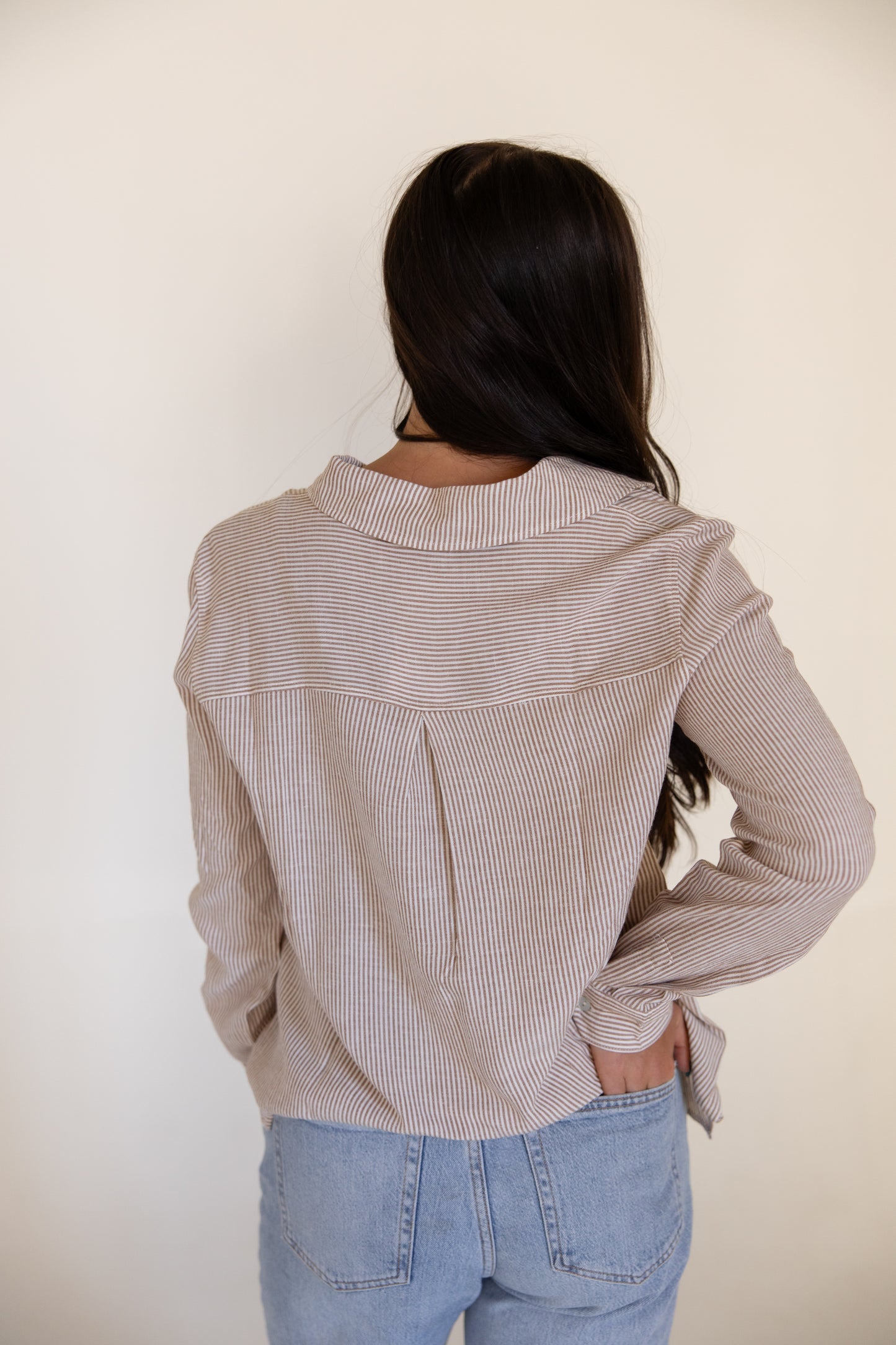 Linen Blend Stripe Button Down