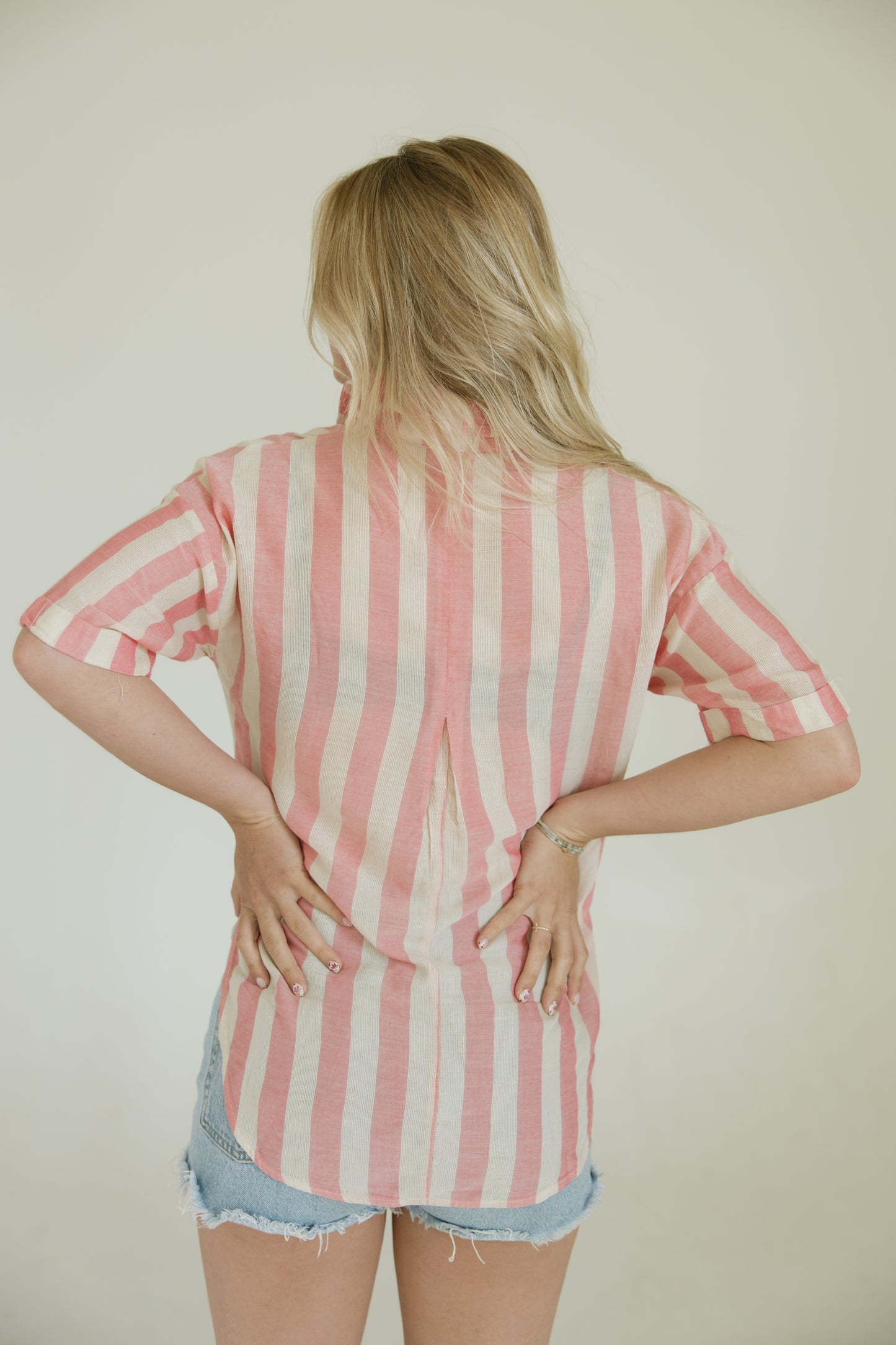 Pink Stripe Relaxed Collared Button Down