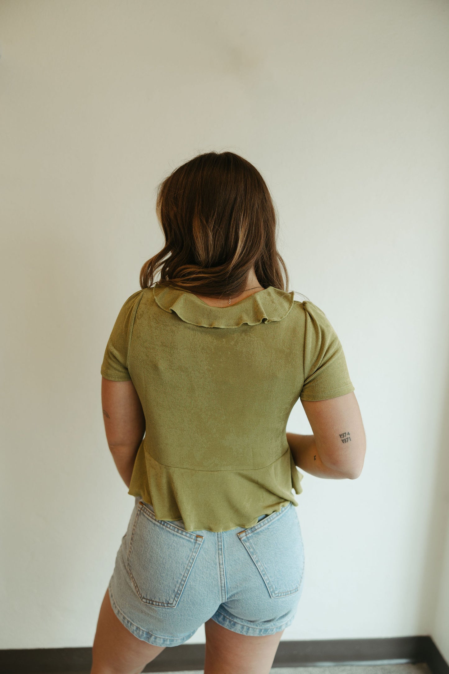 Ruffle Tie Blouse in Green