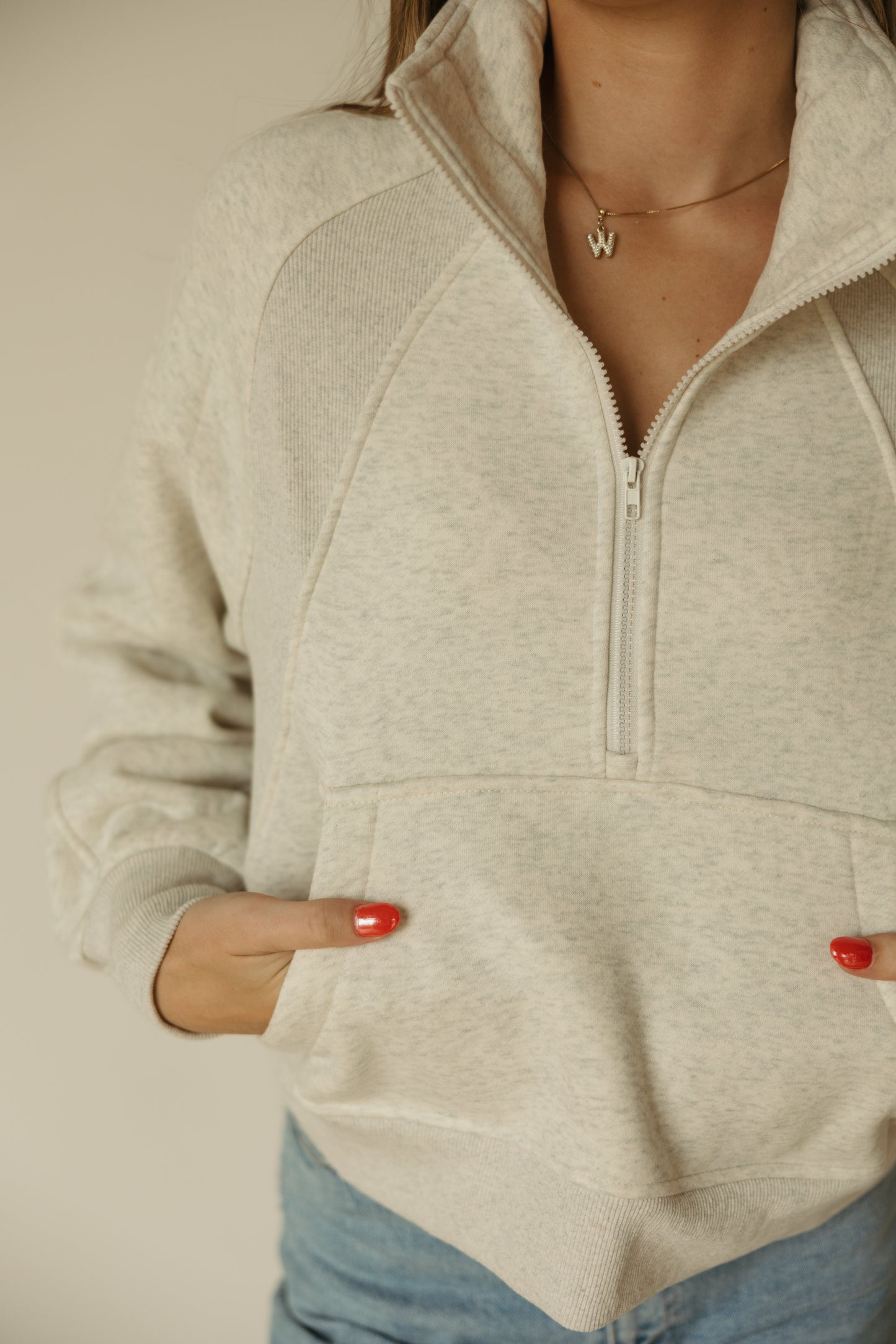 Funnel Neck Half Zip Pullover