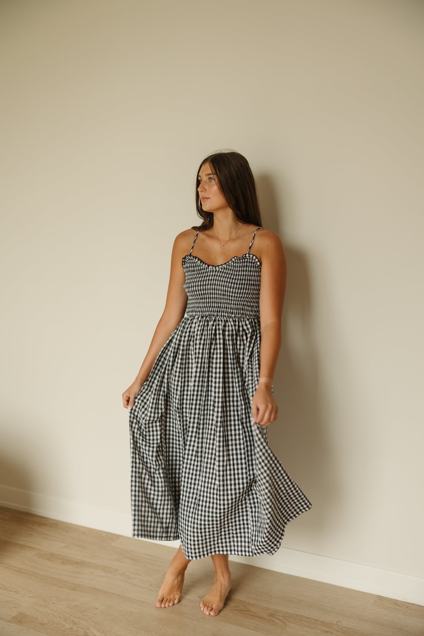 Black and White Gingham Maxi Dress