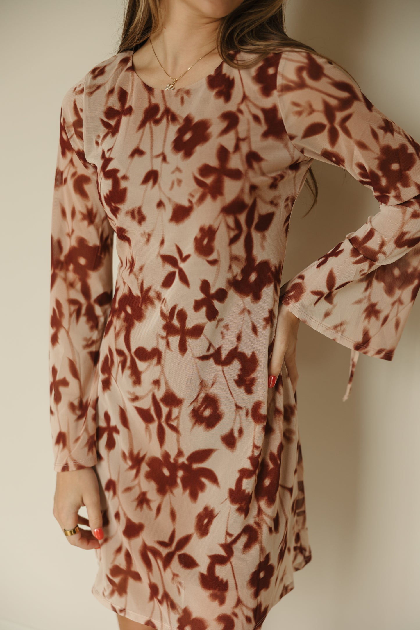 Bell Sleeve Floral Mini Dress