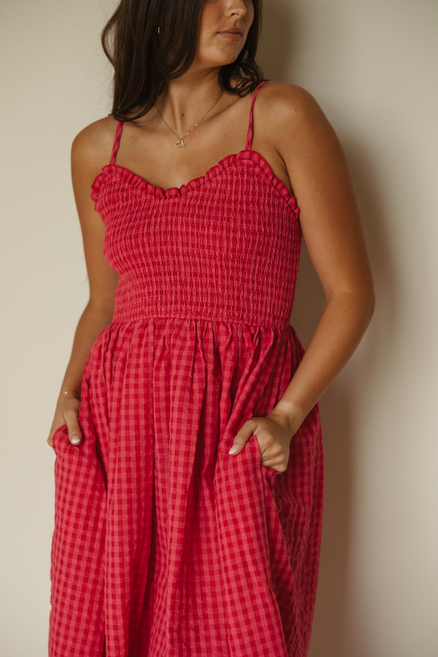 Cherry Gingham Maxi Dress