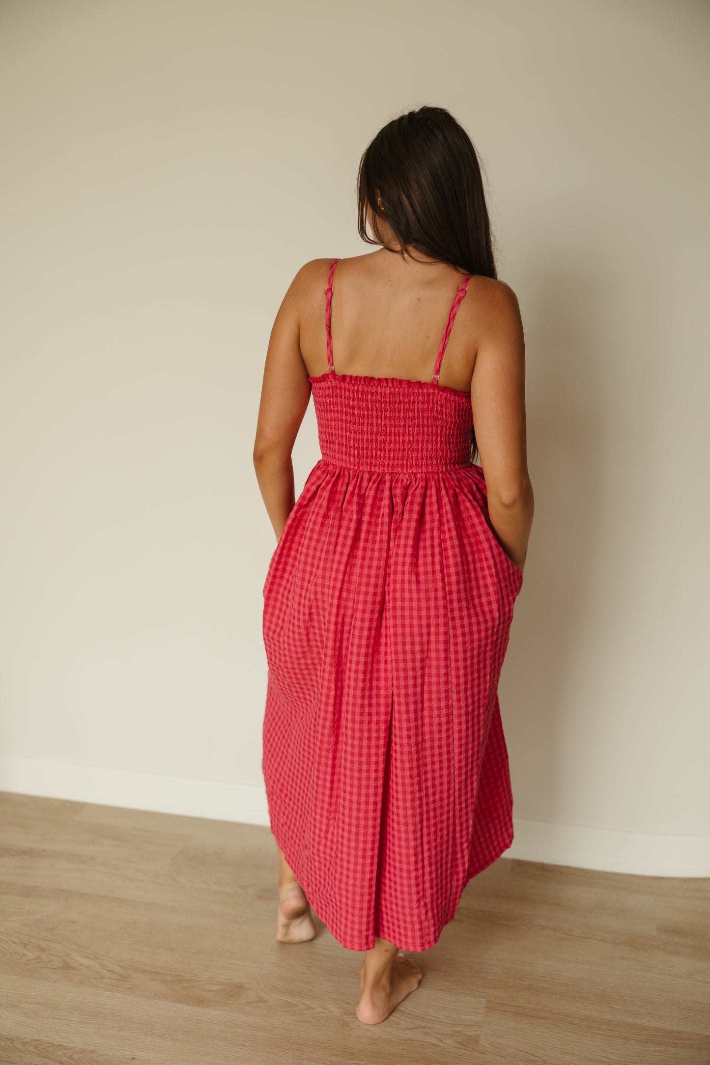 Cherry Gingham Maxi Dress