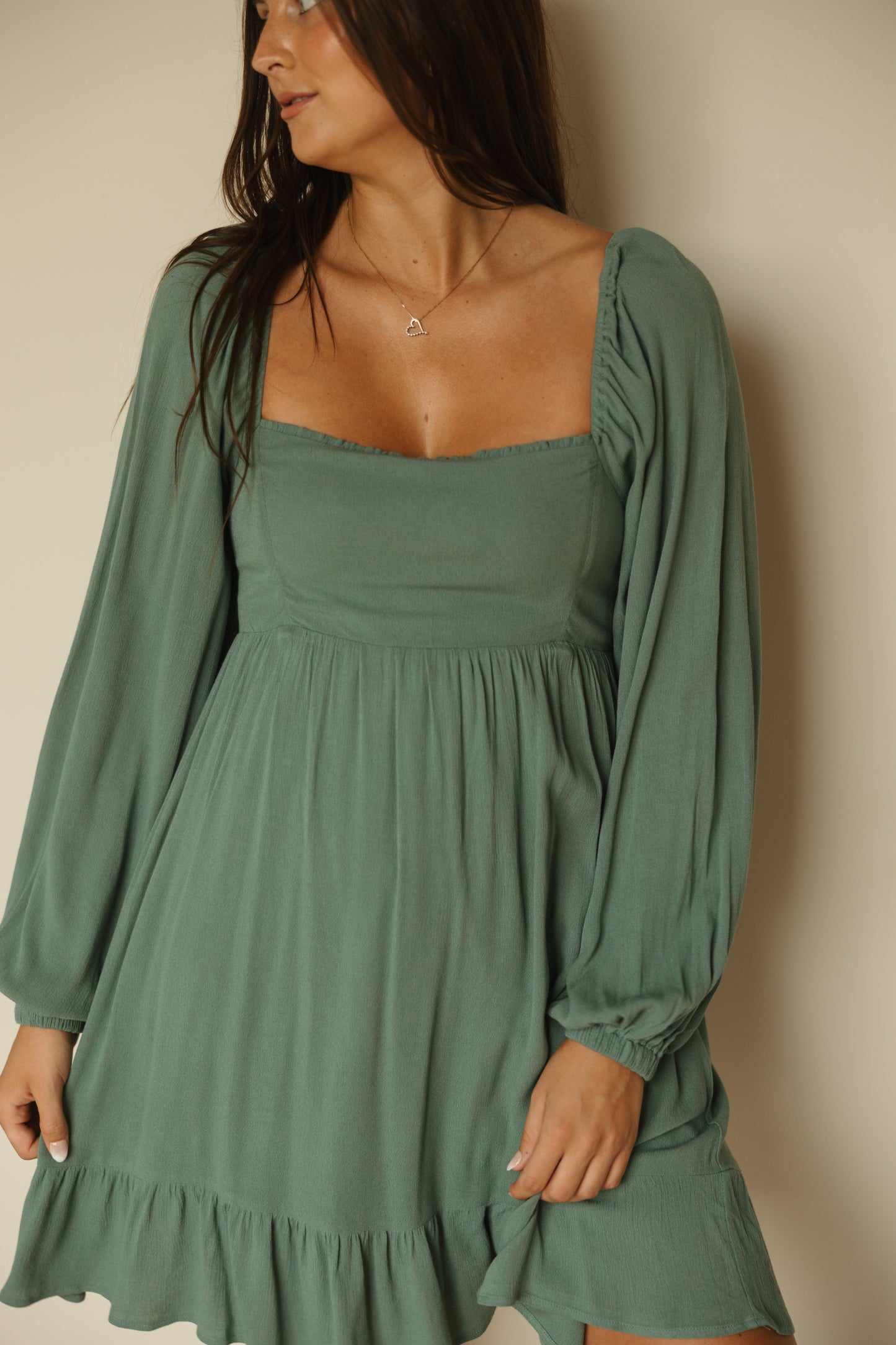 Eucalyptus Long Sleeve Babydoll Dress