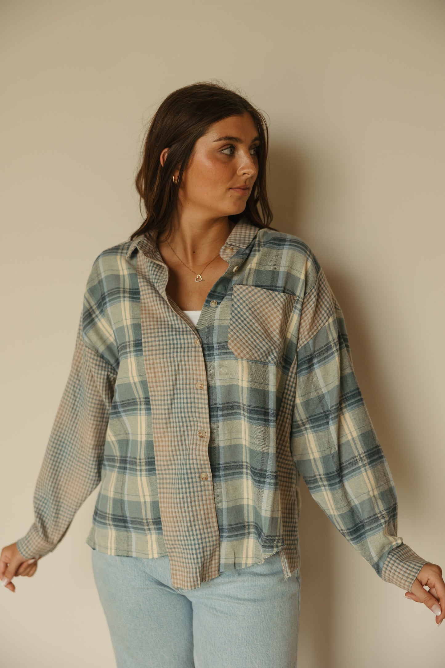 Blue Multiplaid Button Down