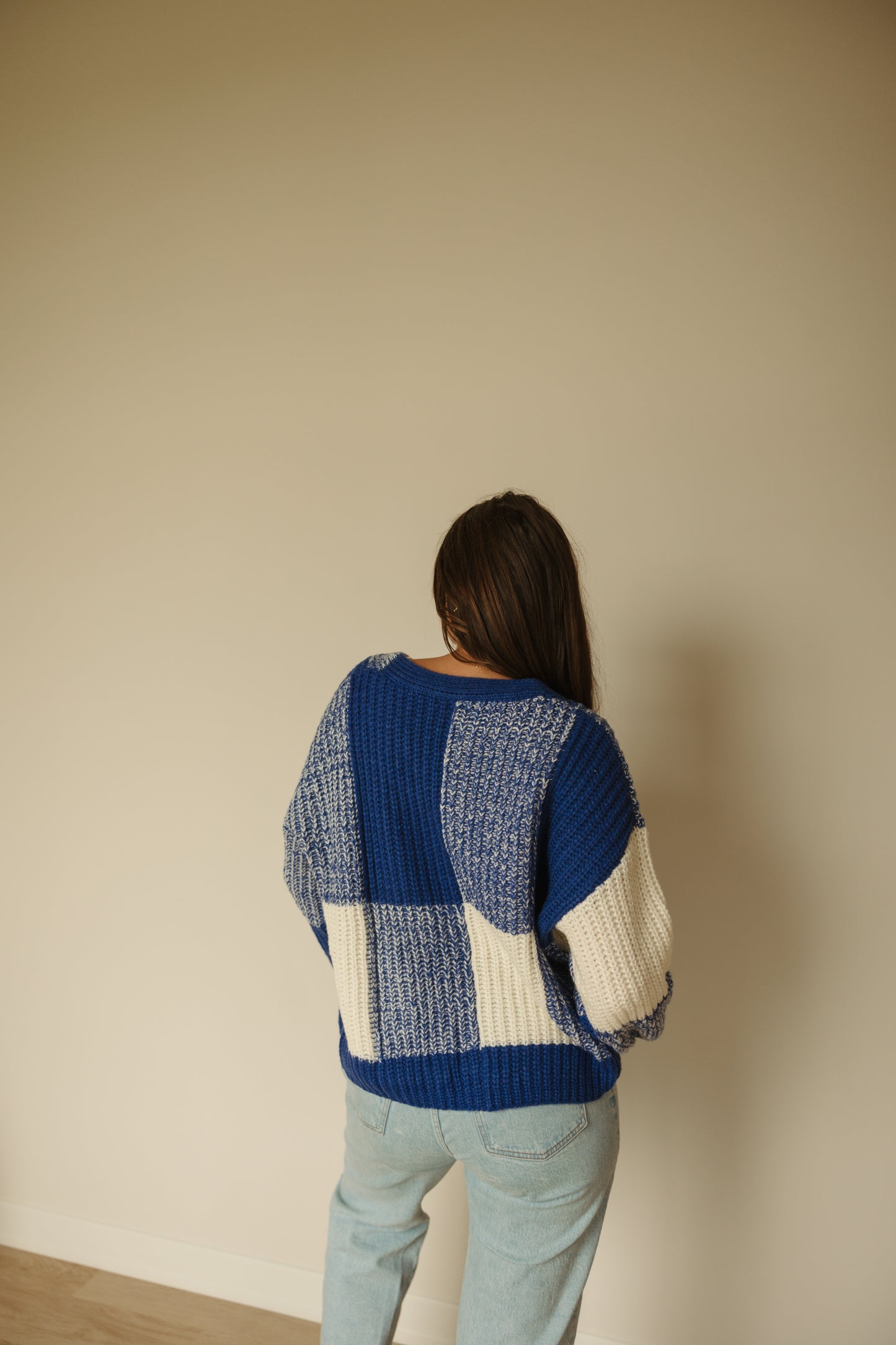 Checkered Drop Shoulder Cardigan