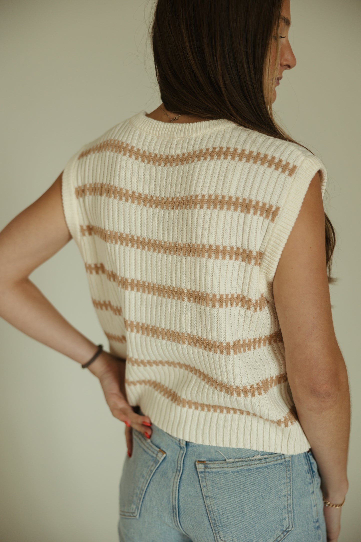 Crew Neck Stripe Knit Top