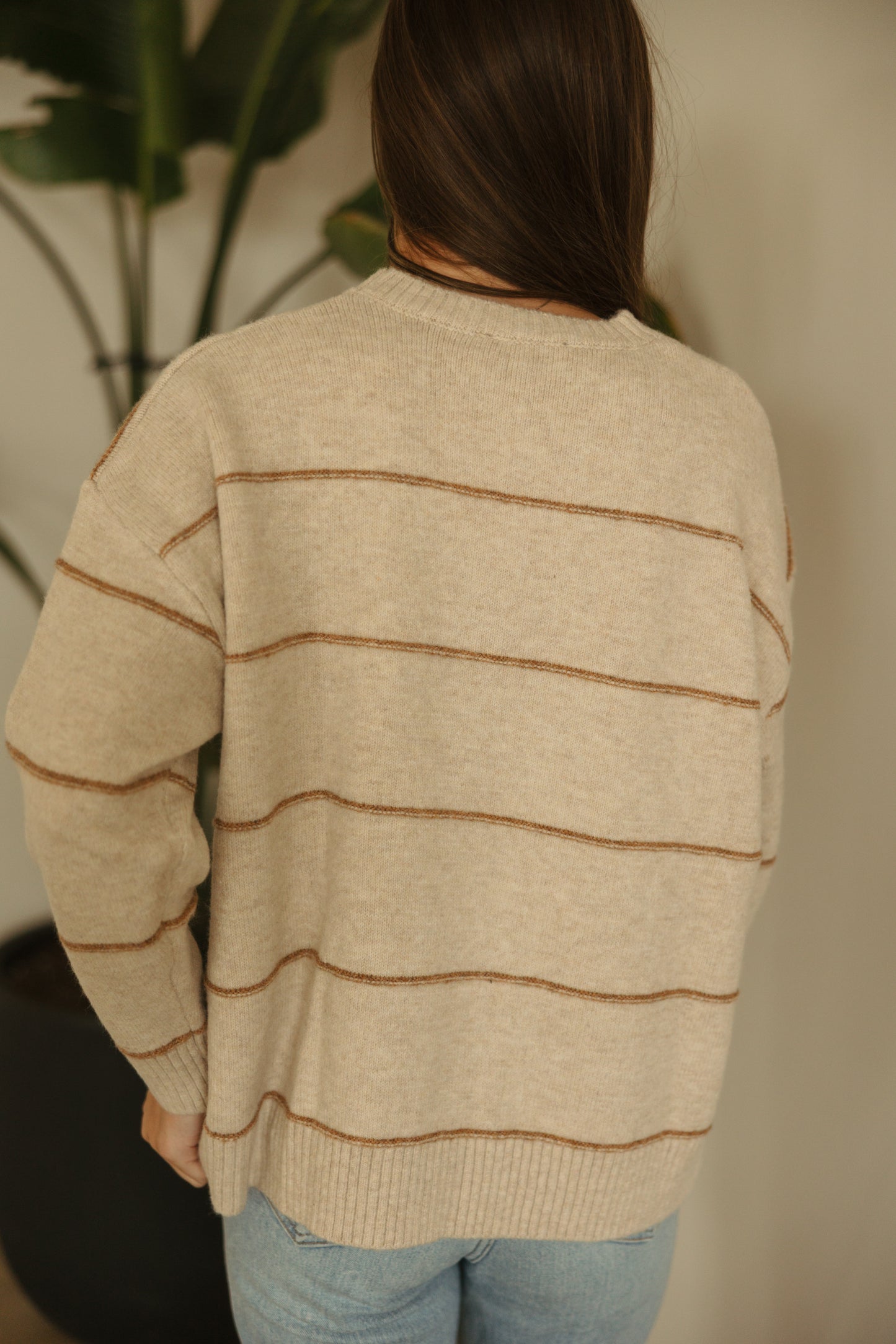 Taupe Stripe Oversized Sweater