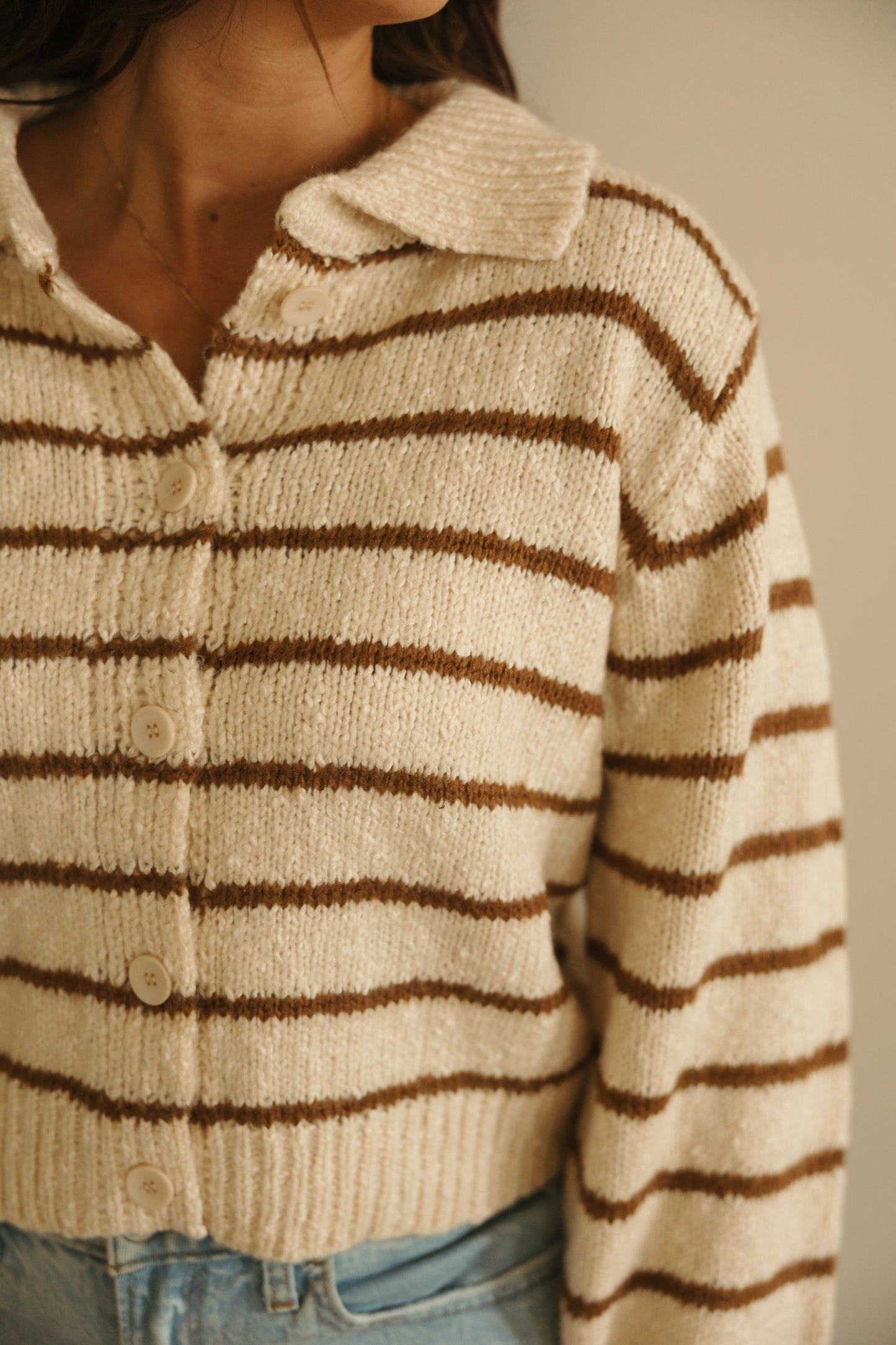 Collared Stripe Button Down Cardigan