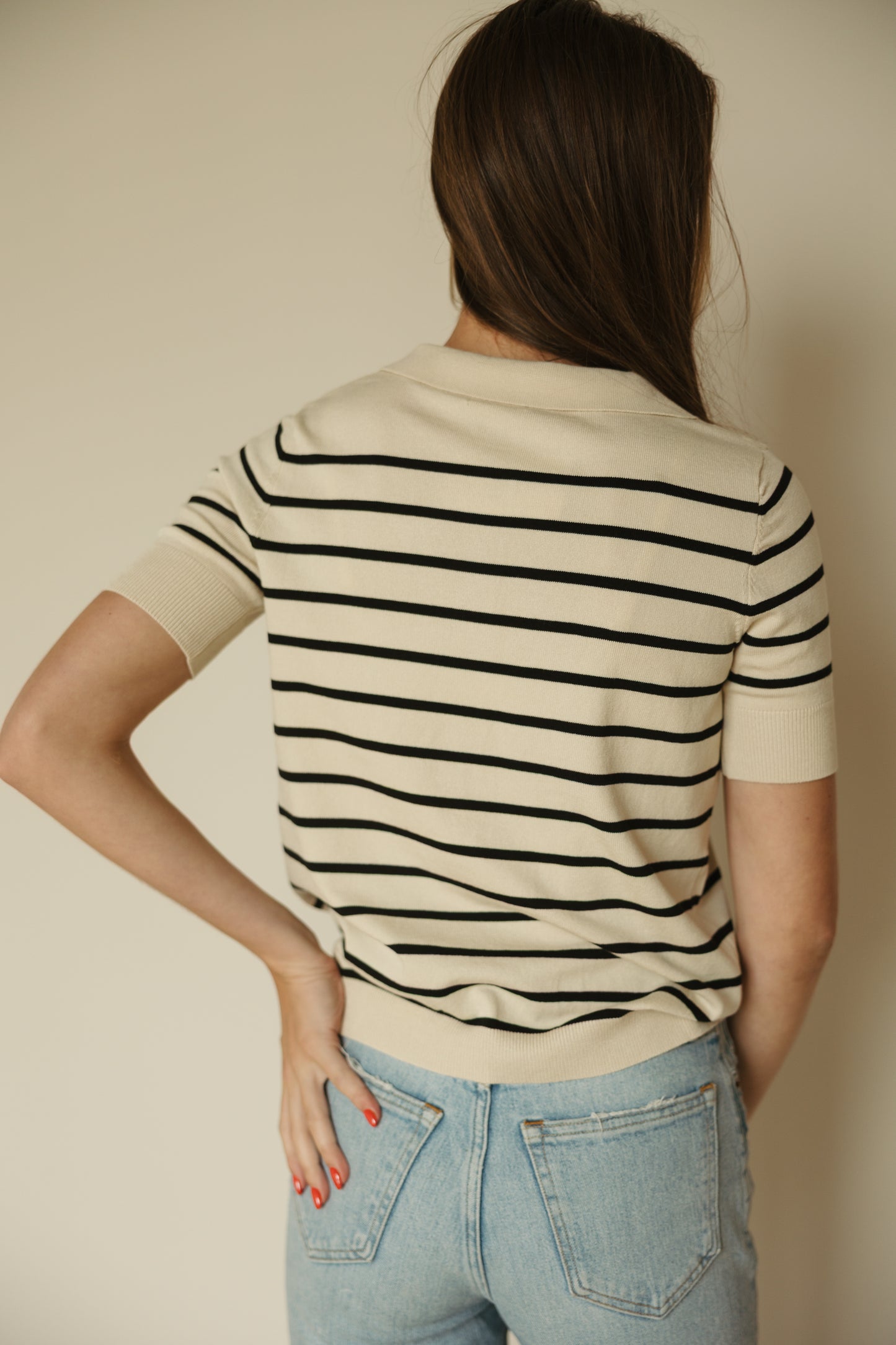 Stripe Collared Button Down Top