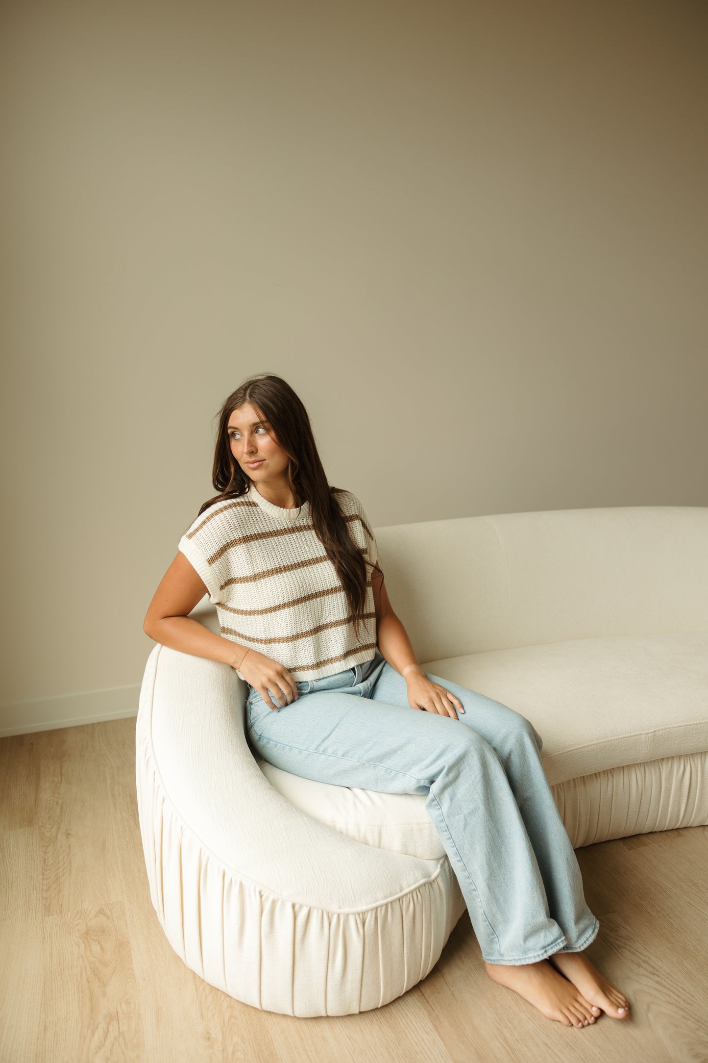 Stripe Dolman Sleeve Knitted Top
