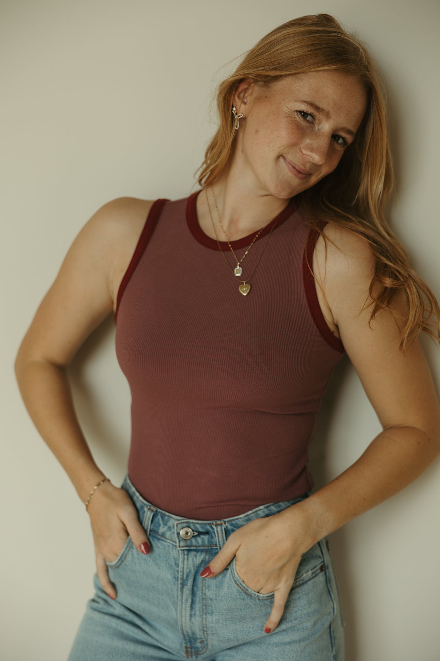 Round Neck Colorblock Bodysuit