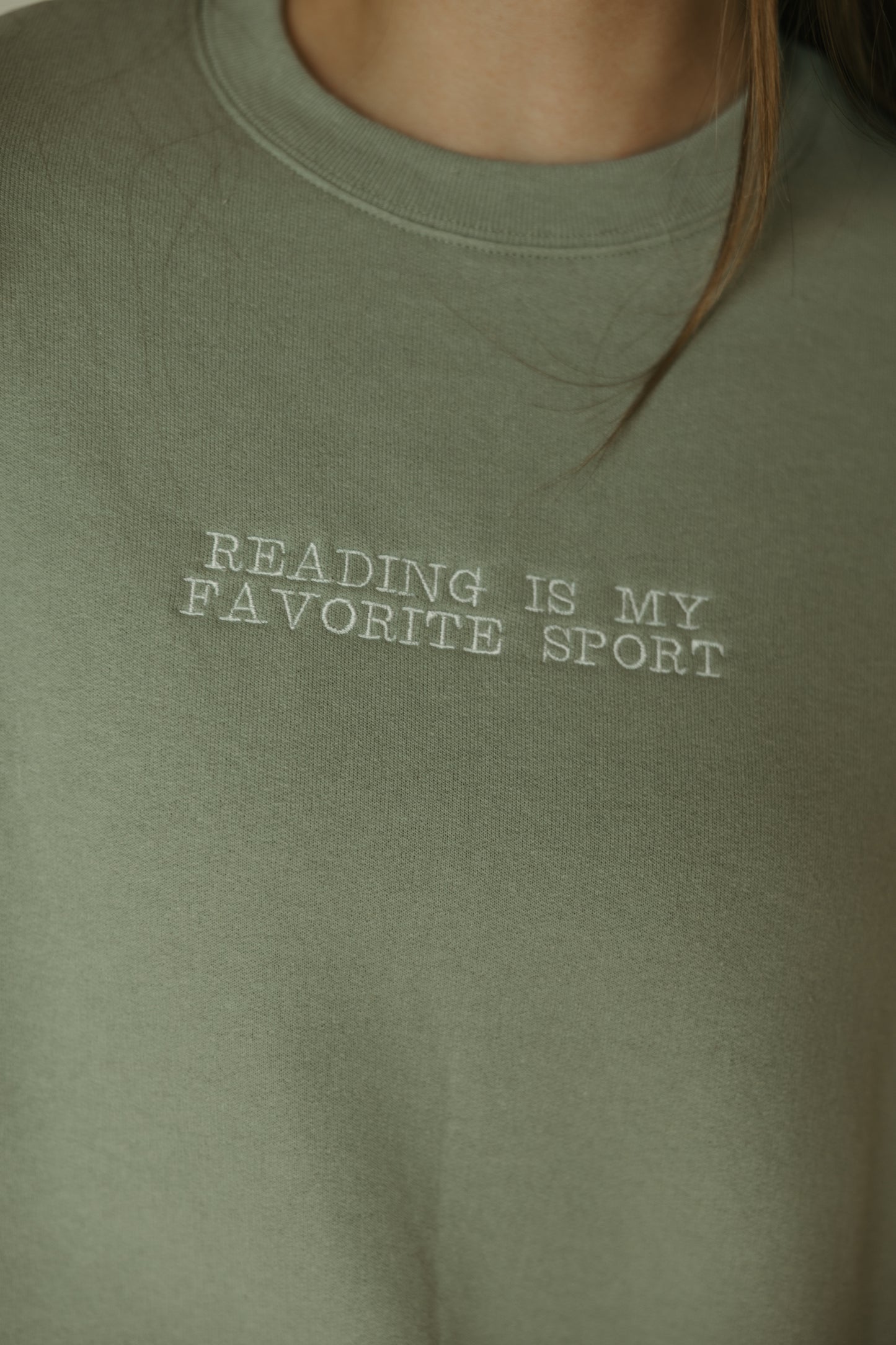 Reading Is My Favorite Sport Embroidered Crewneck
