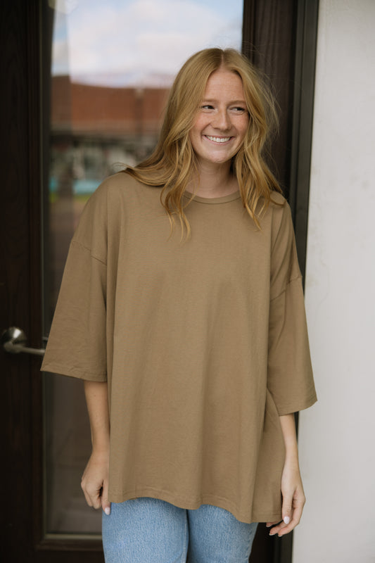 Khaki Oversized Everyday Tee