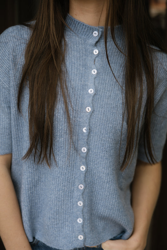 Dusty Blue Button Down Cardigan