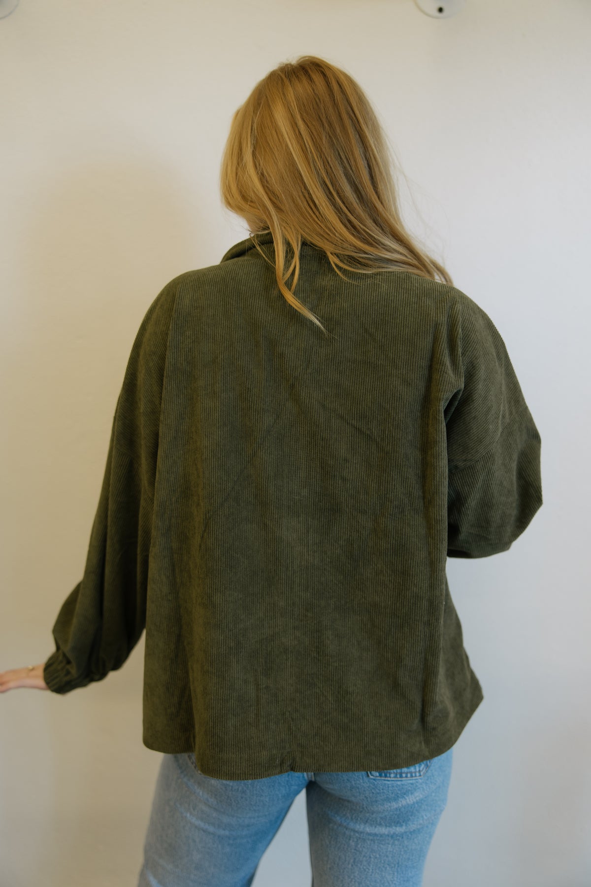 Olive Corduroy Zipper Jacket