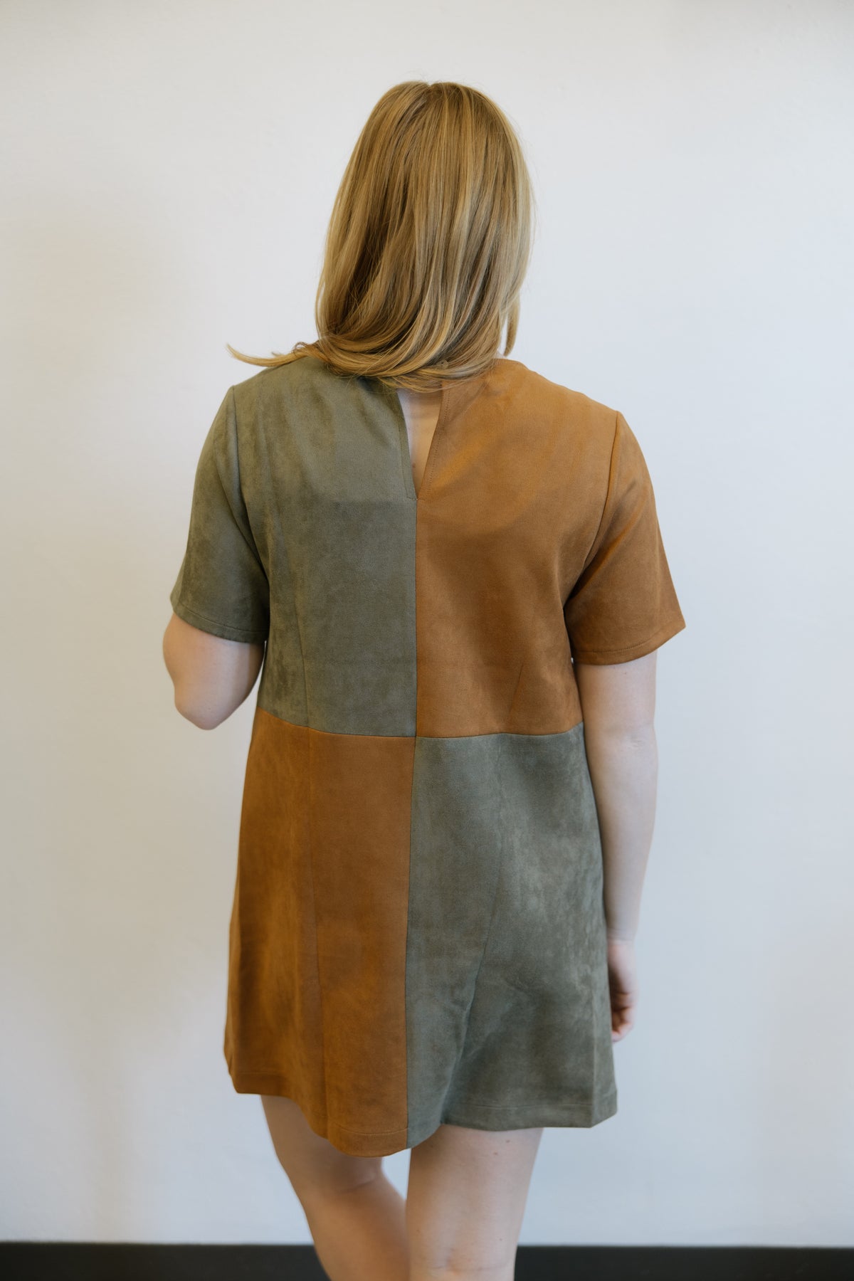Colorblock Suede Mini Dress