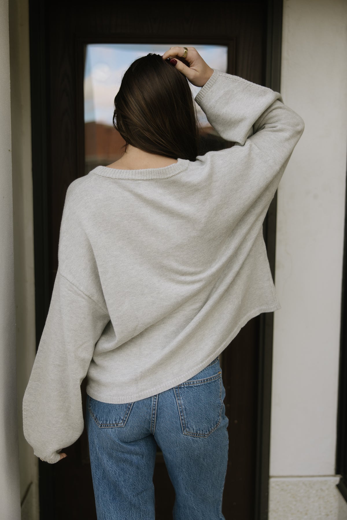 Grey Oversized Button Down Cardigan