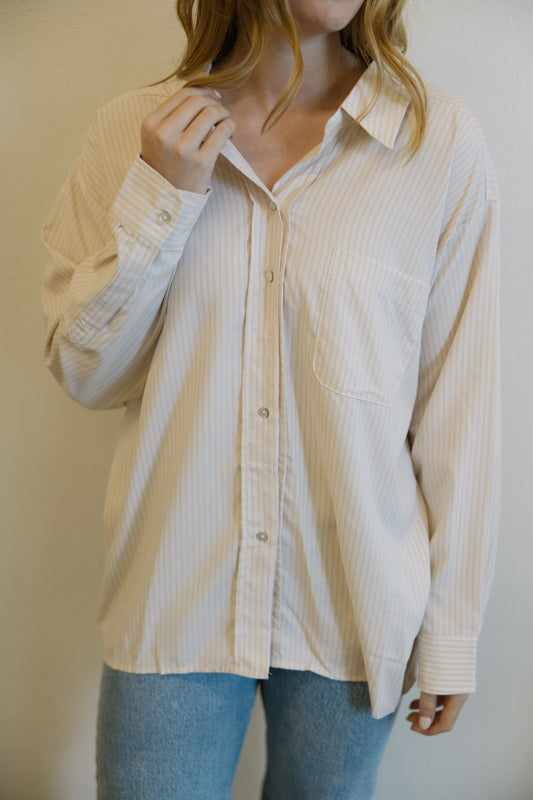 Beige Collared Button Down
