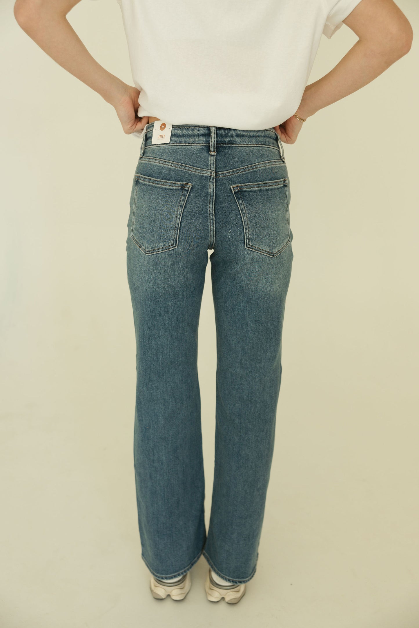 Detail Waistband Wide Leg Jeans