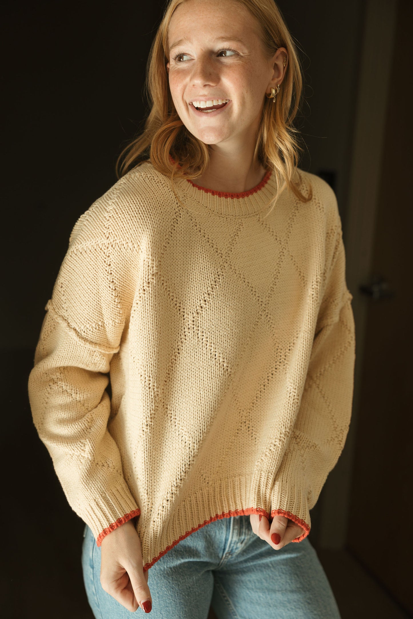 Diamond Knit Pullover Sweater