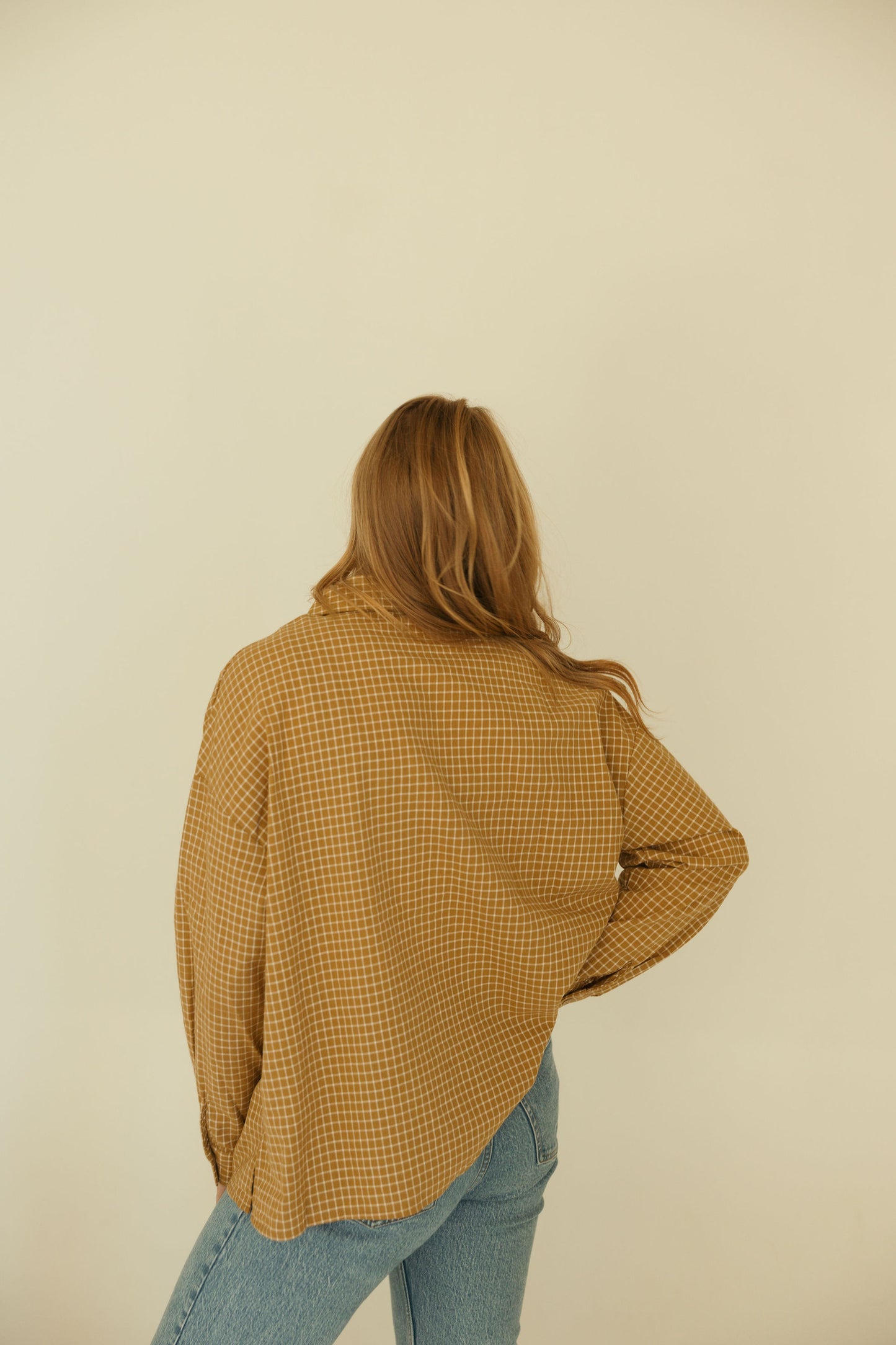 Yellow Grid Oversized Button Down