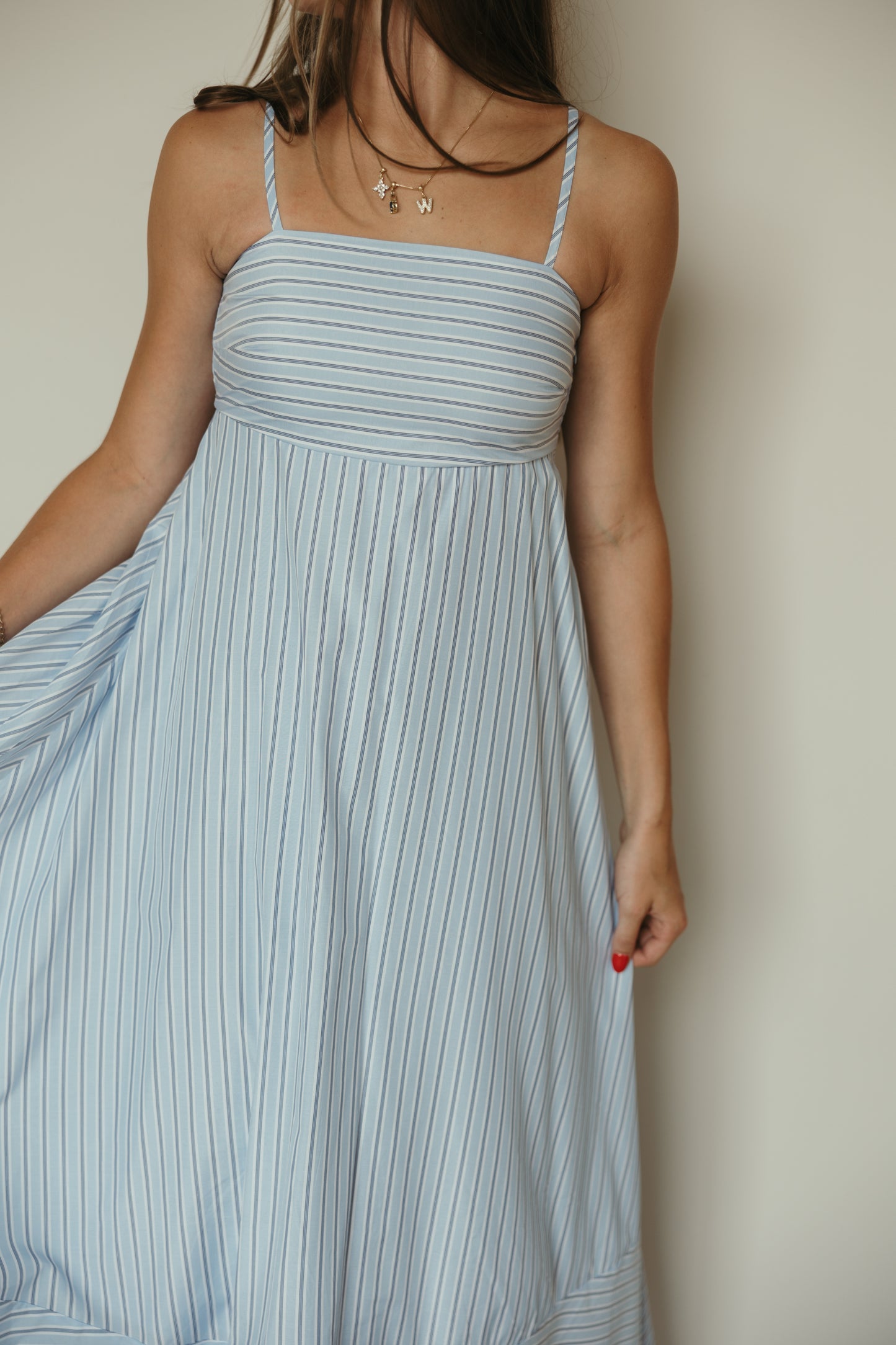 Pale Blue Striped Maxi Dress