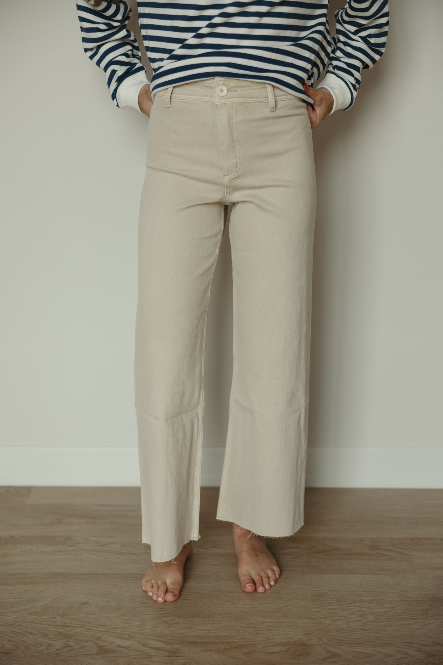Beige Wide Leg Pants