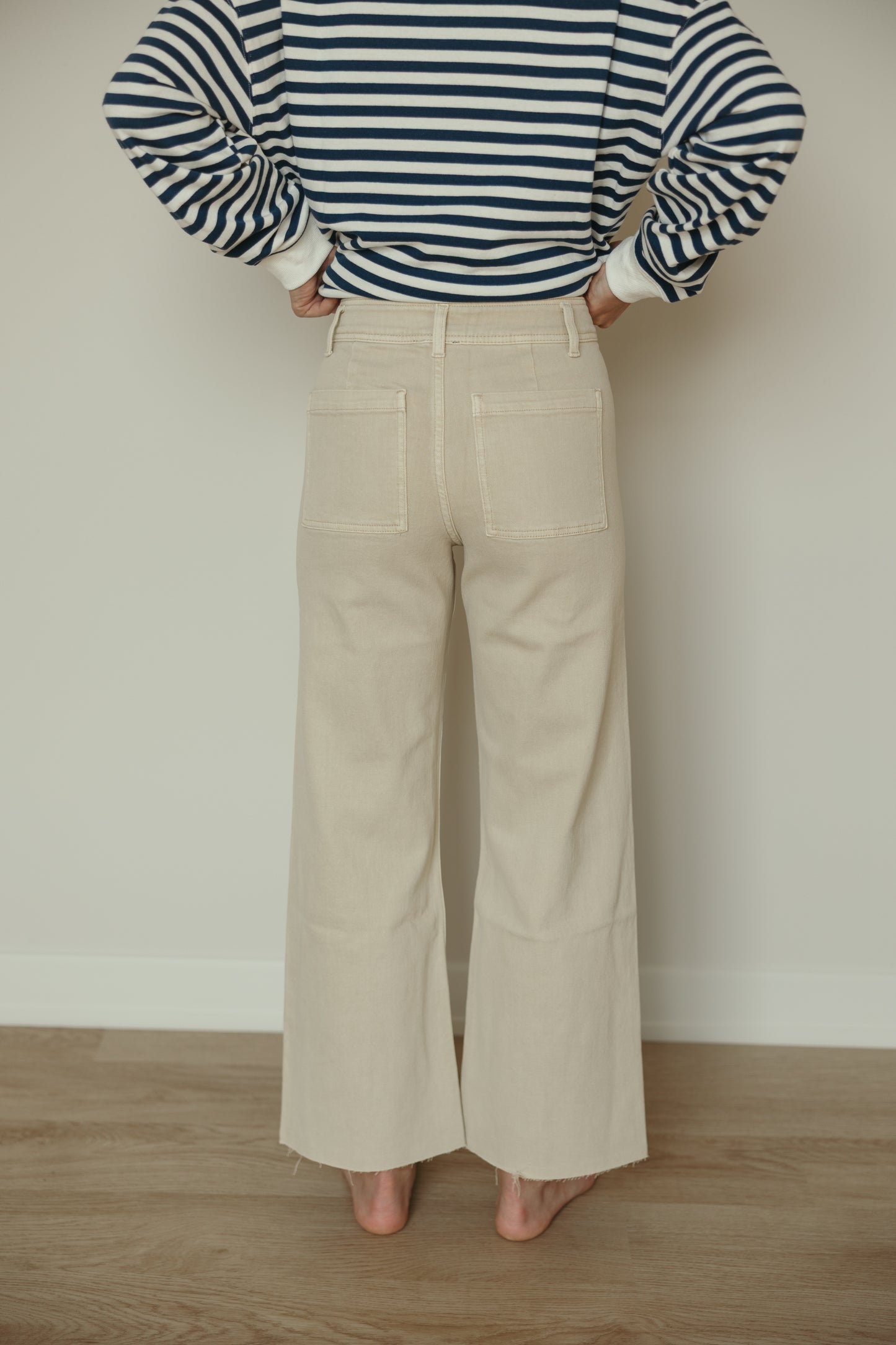 Beige Wide Leg Pants