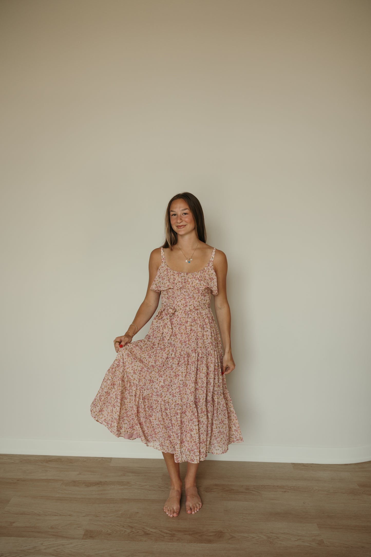 Ruffle Tiered Floral Midi Dress