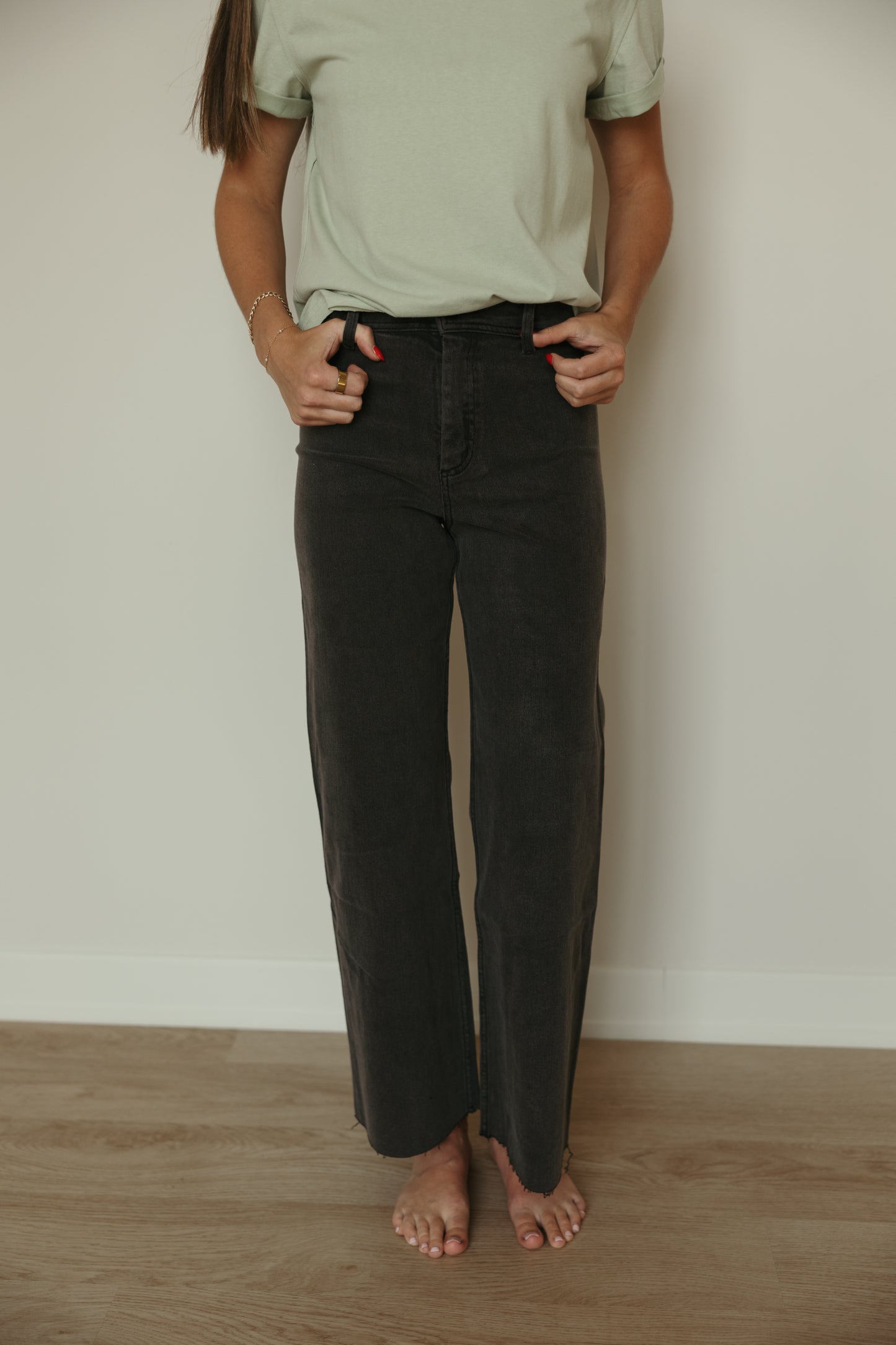 Black Washed Wide Leg Pants